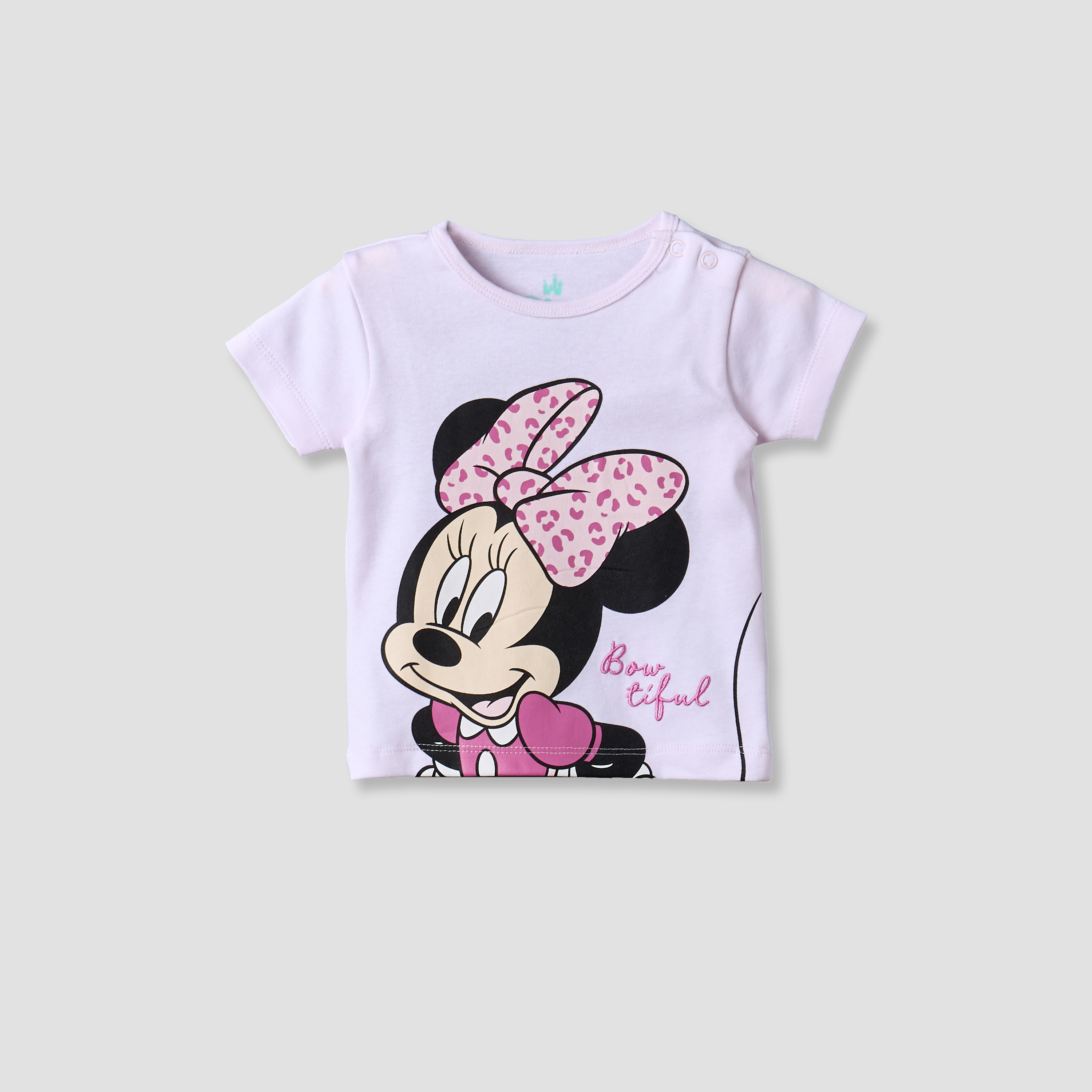 Disney Crew Neck Short Sleeve T-shirt and Shorts Set with Minnie Mouse Print-baby-girls-clothing-setsandcoords-image-2