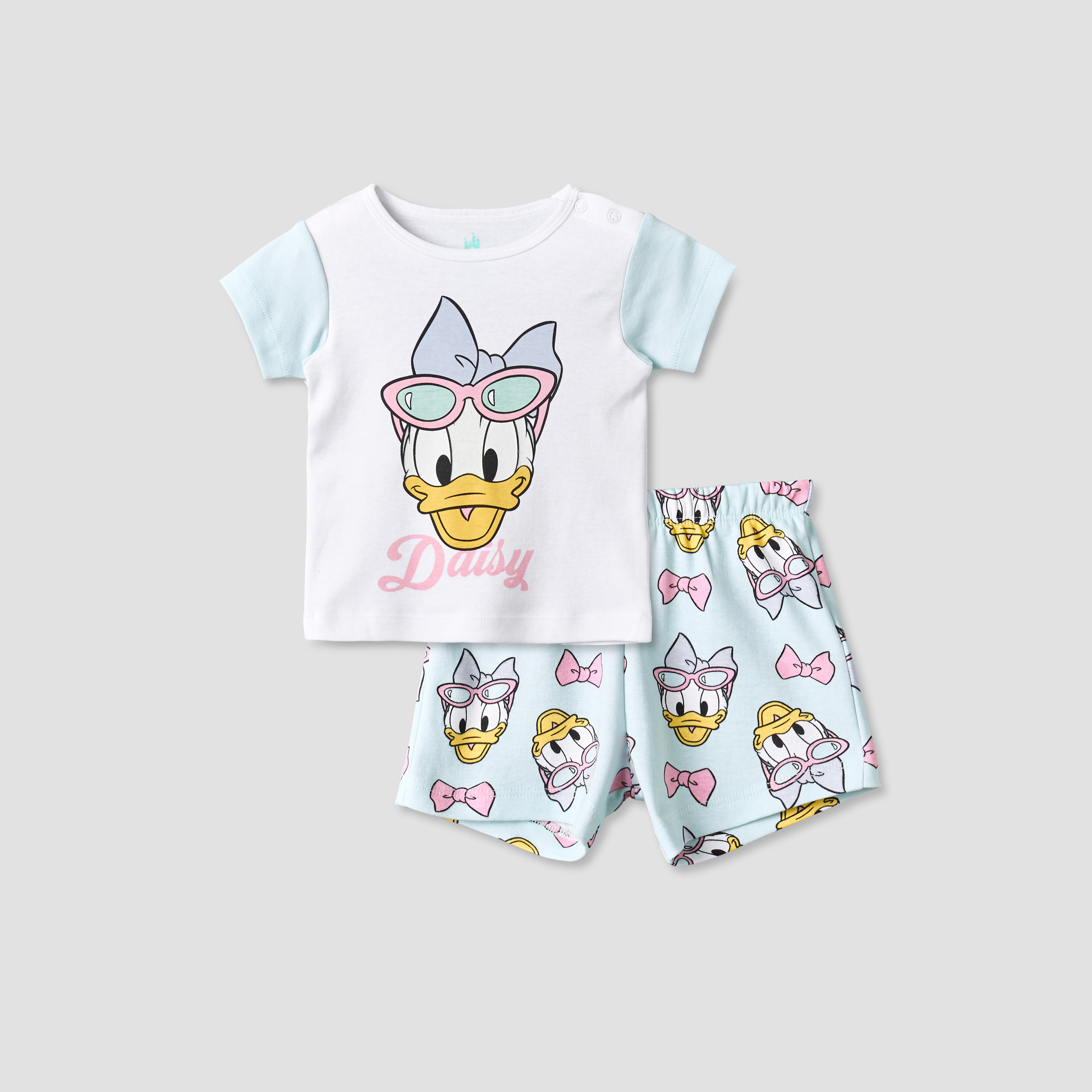 Disney Crew Neck Short Sleeve T-shirt and Shorts Set with Daisy Duck Print-baby-girls-clothing-setsandcoords-image-2