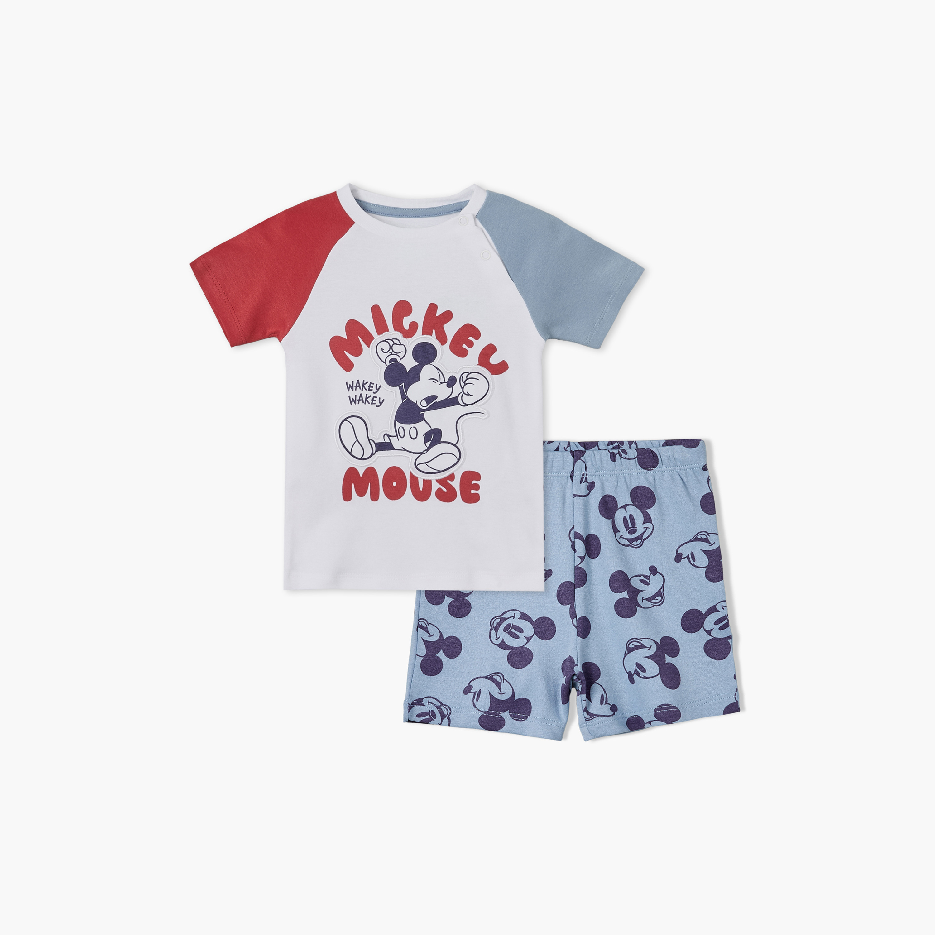 طقم شورت وتيشيرت برقبة ضيقة وأكمام قصيرة وطبعات ميكي ماوس من ديزني-baby-boys-clothing-setsandcoords-image-1