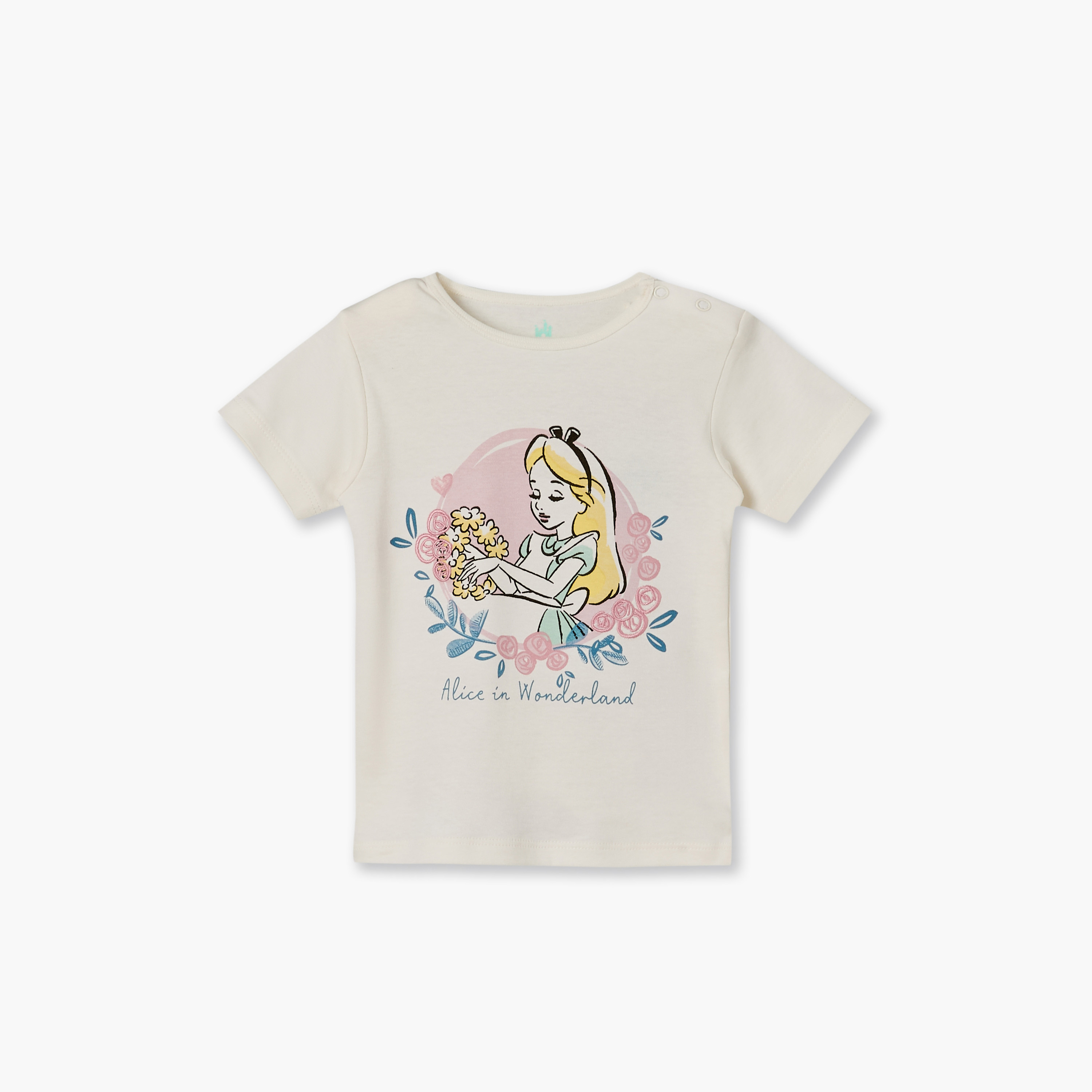 طقم مكون من تي شيرت بياقة دائرية وأكمام قصيرة وشورت مزين بطبعة أورورا من ديزني-baby-girls-clothing-setsandcoords-image-2