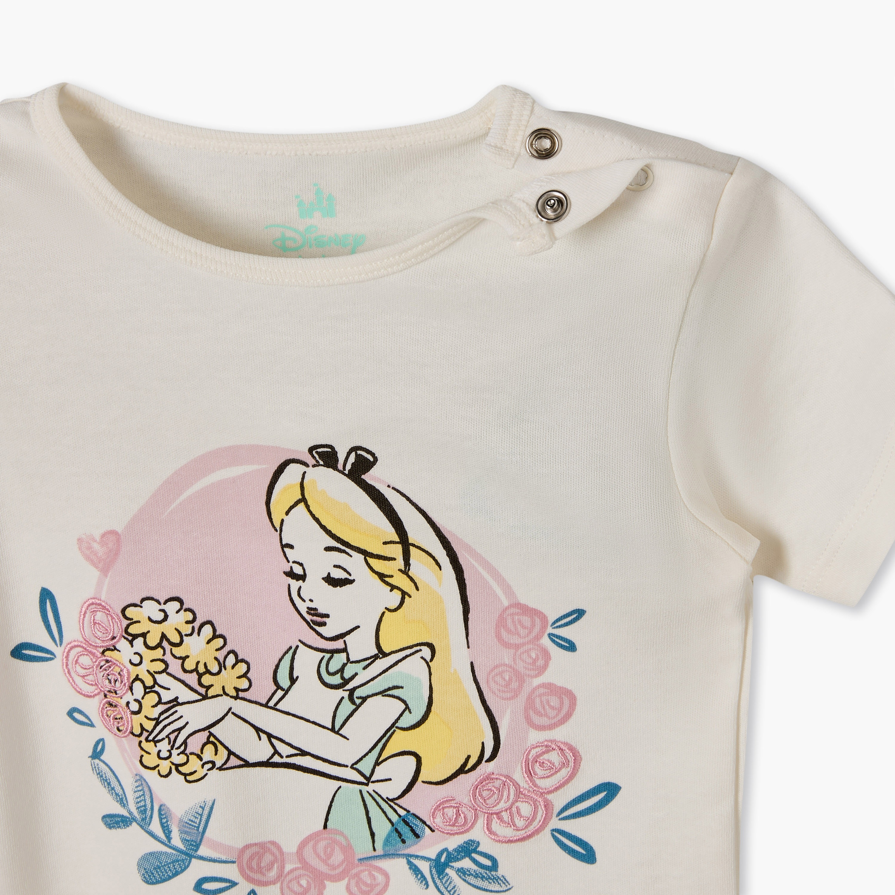 طقم مكون من تي شيرت بياقة دائرية وأكمام قصيرة وشورت مزين بطبعة أورورا من ديزني-baby-girls-clothing-setsandcoords-image-6