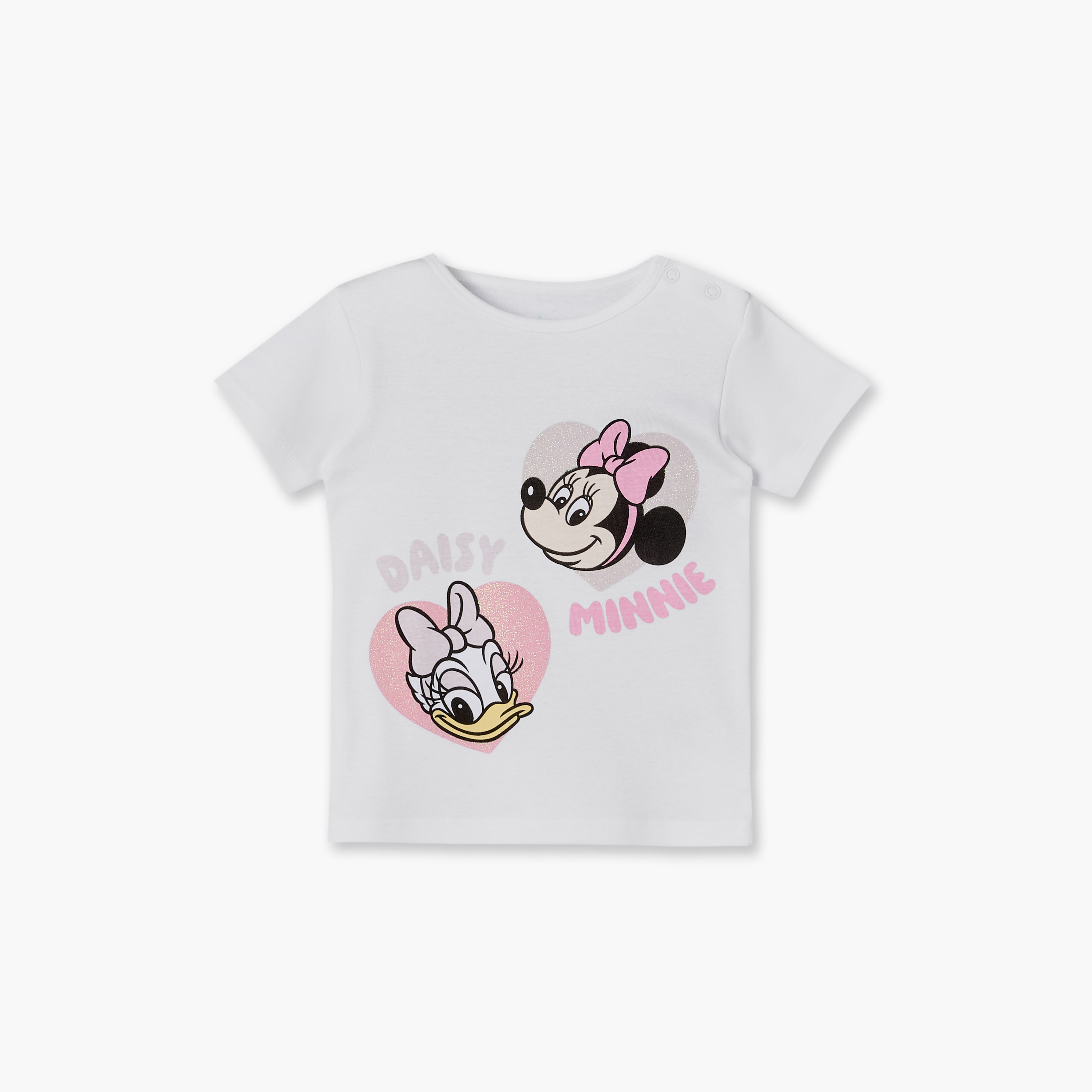 Disney Round Neck Short Sleeves T-shirt and Shorts Set with Minnie Mouse Print-baby-girls-clothing-setsandcoords-image-2