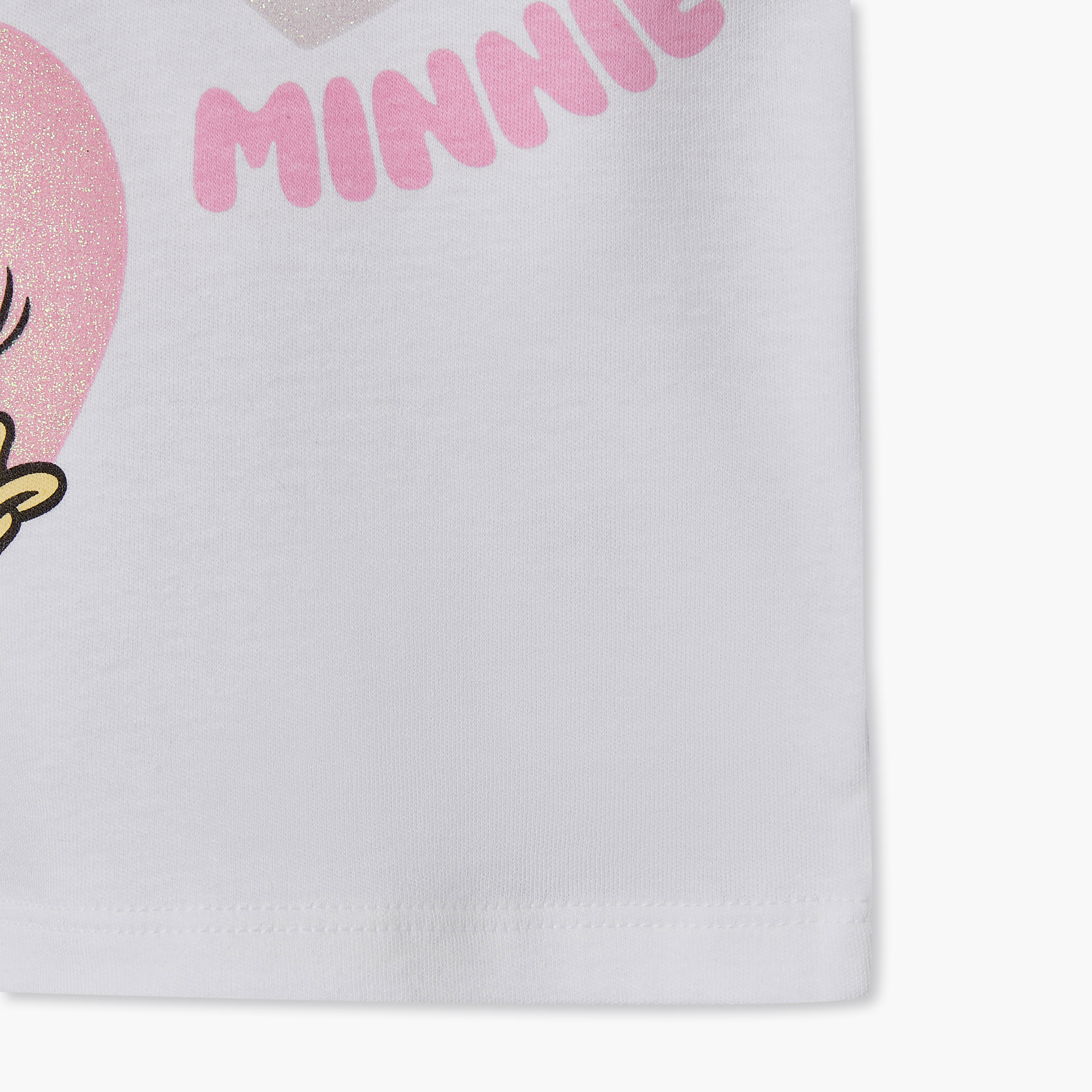 Disney Round Neck Short Sleeves T-shirt and Shorts Set with Minnie Mouse Print-baby-girls-clothing-setsandcoords-image-7