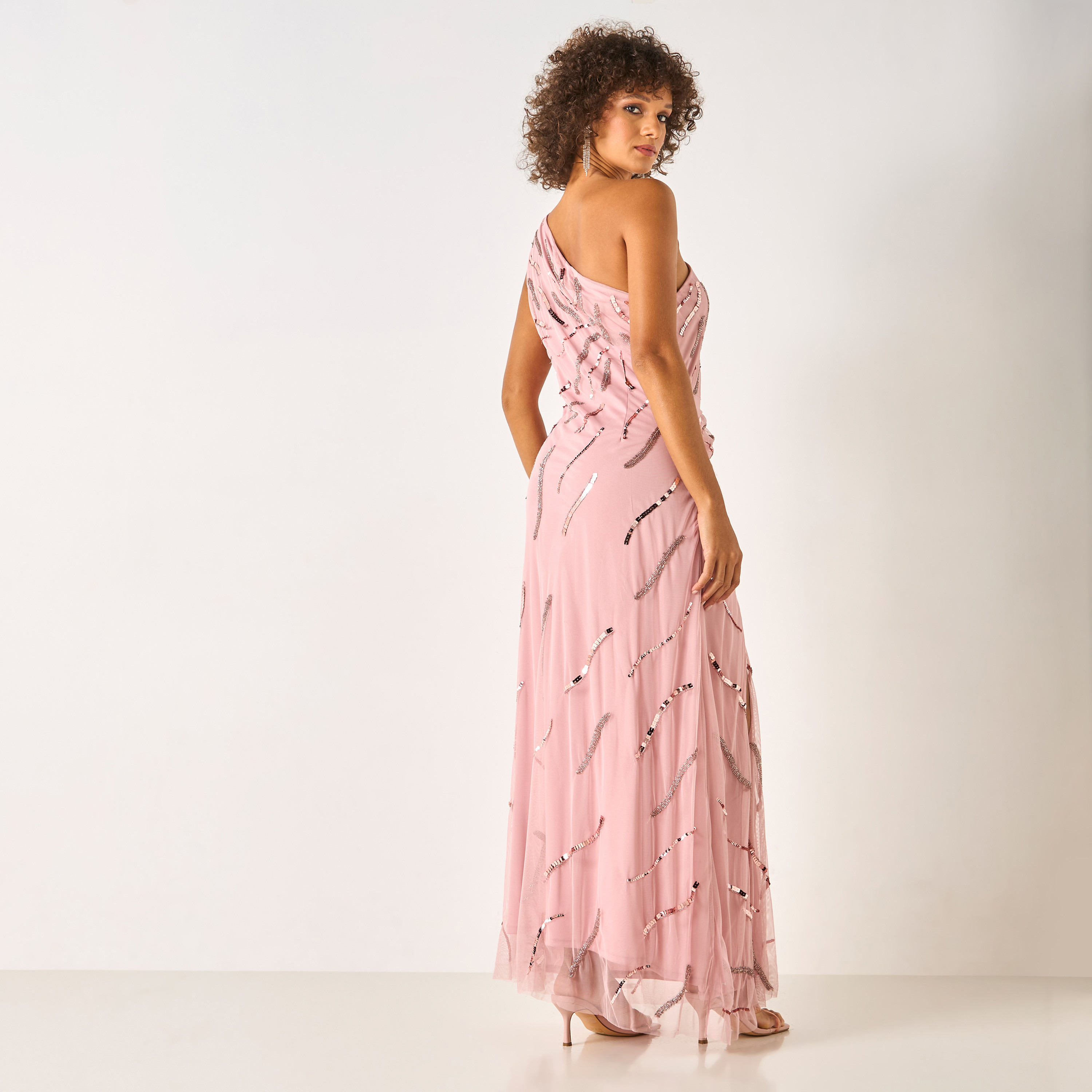CHARME Embellished One Shoulder Maxi Dress with Slit Detail-women-clothing-dresses-image-3