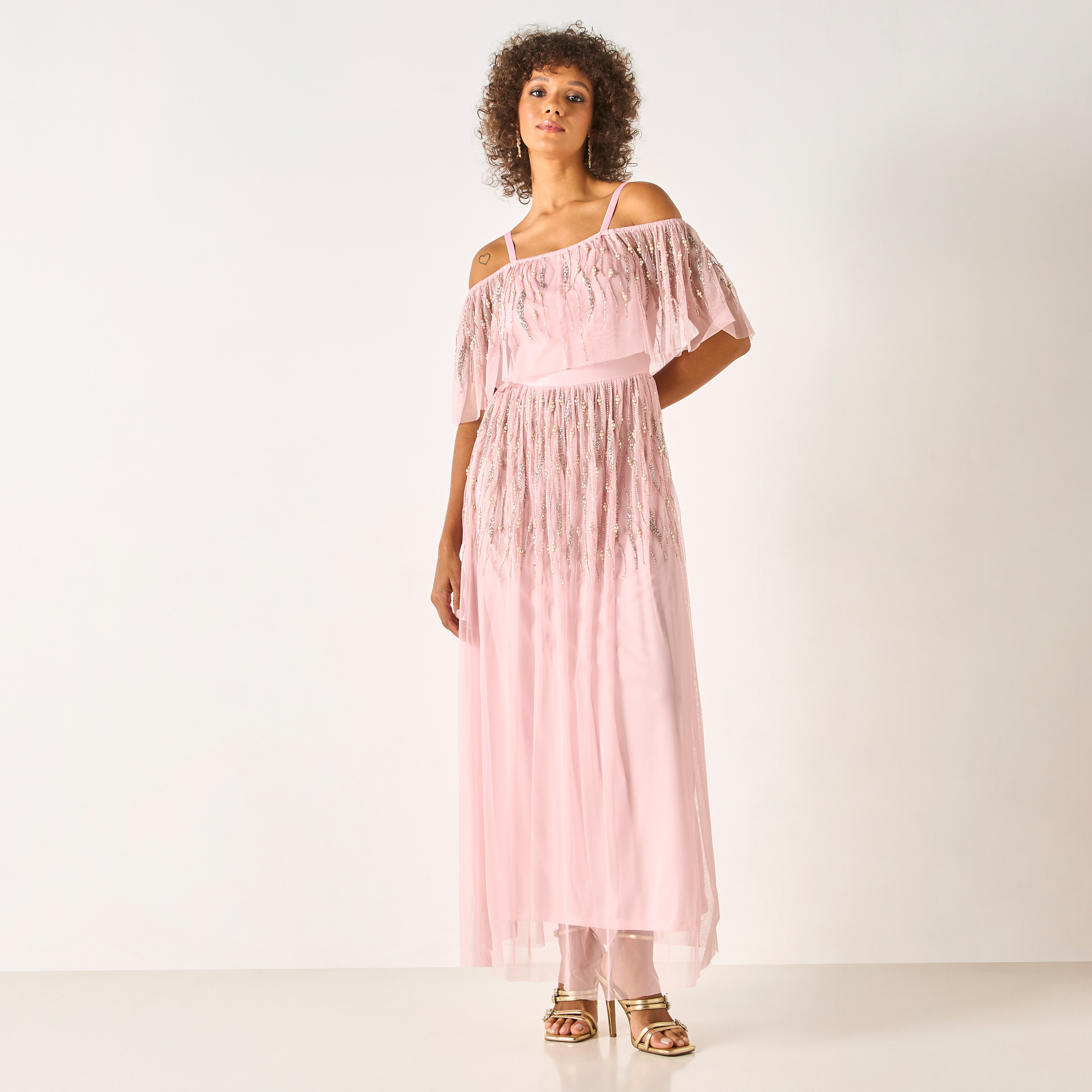 CHARME Sequin Embellished Off-Shoulder Maxi Dress-women-clothing-dresses-image-2