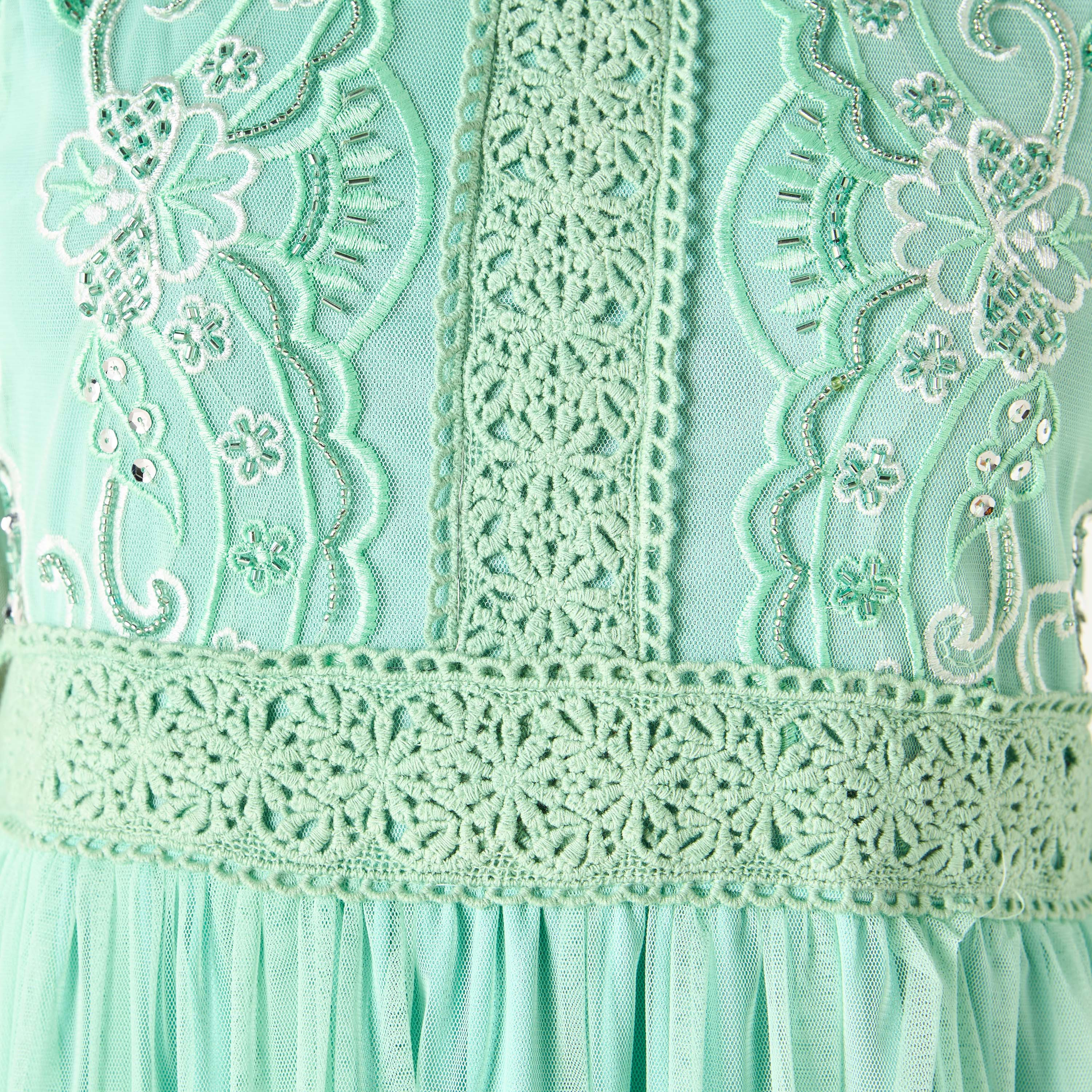 CHARME Embellished Maxi Dress with Round Neck and Long Sleeves-women-clothing-dresses-image-6