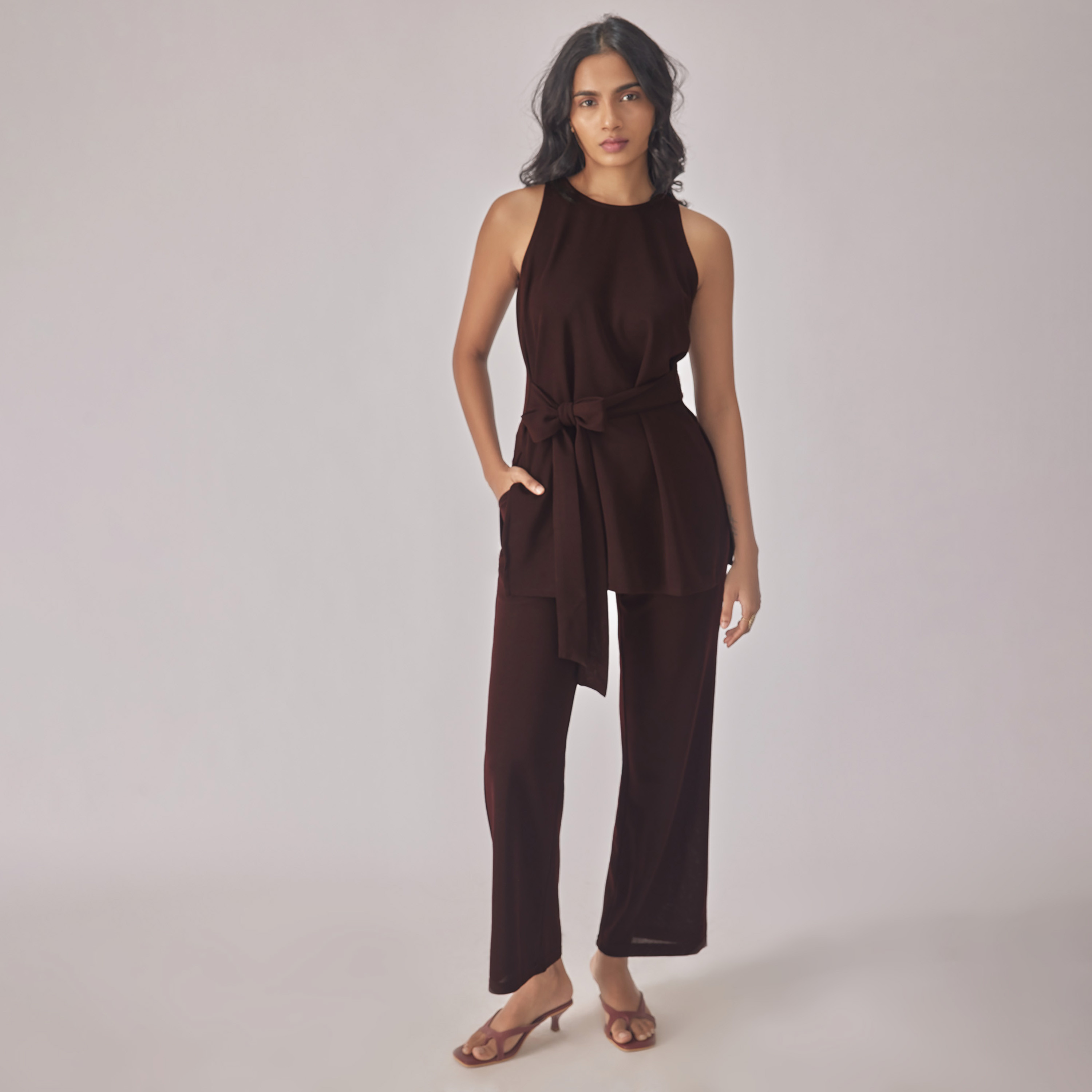 The Label Life Plain Boat Neck Sleeveless Front Tie-Up Top-women-clothing-shirtsandblouses-blouses-image-2