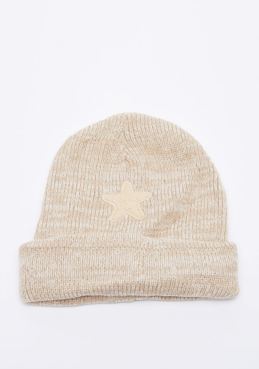 Juniors Textured Beanie Cap with Embroidery-Winter Accessories-image-0