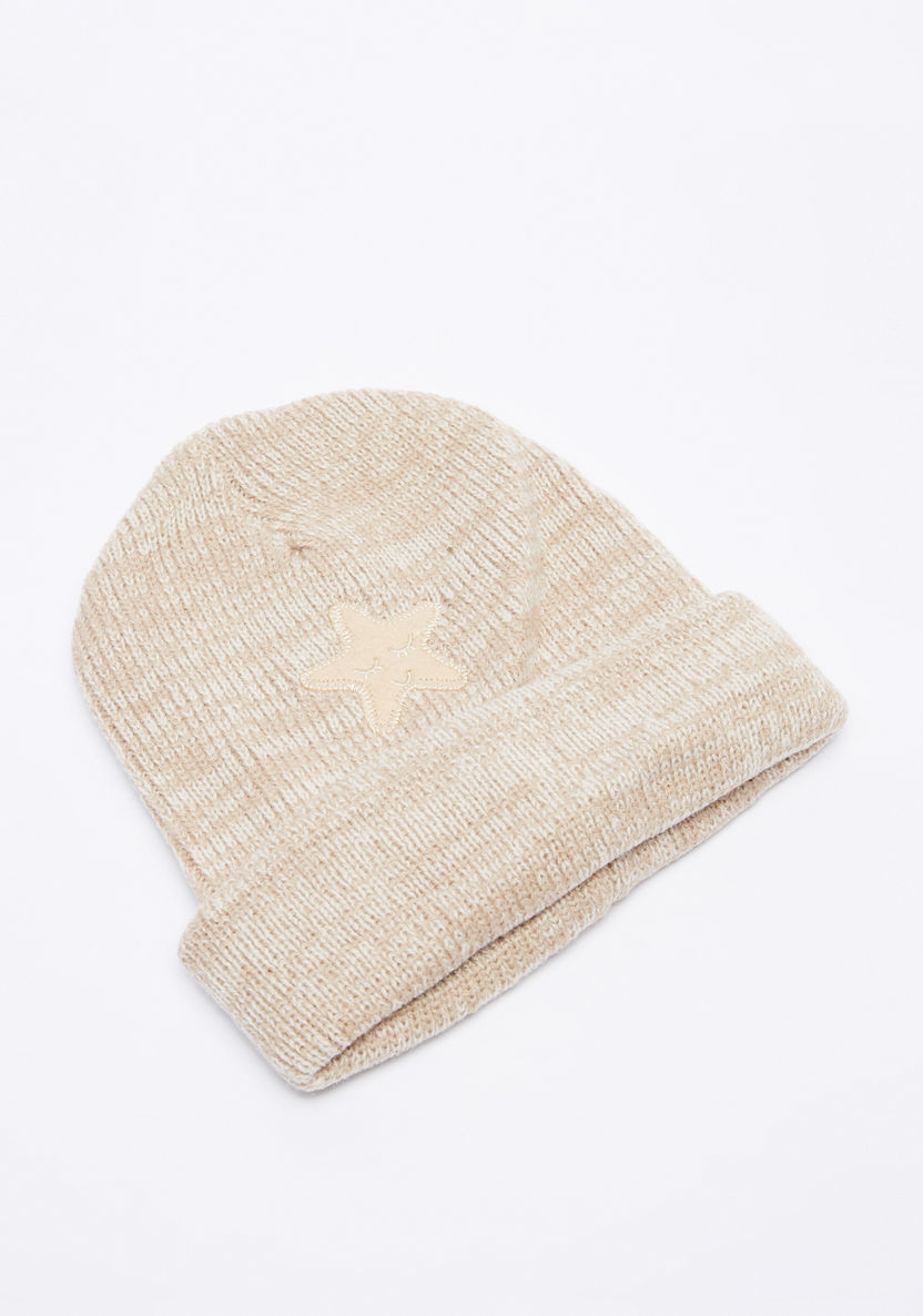 Juniors Textured Beanie Cap with Embroidery-Winter Accessories-image-3