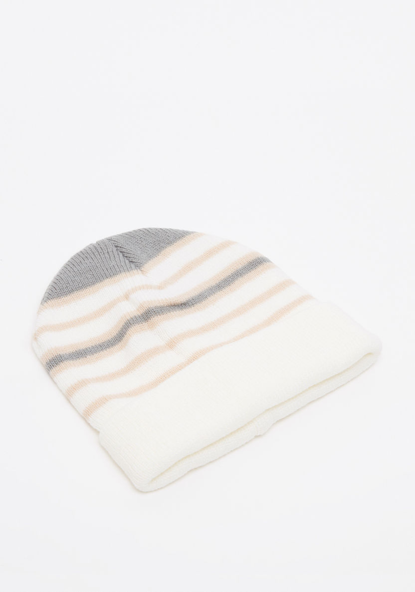 Juniors Striped Textured Beanie Cap-Winter Accessories-image-3