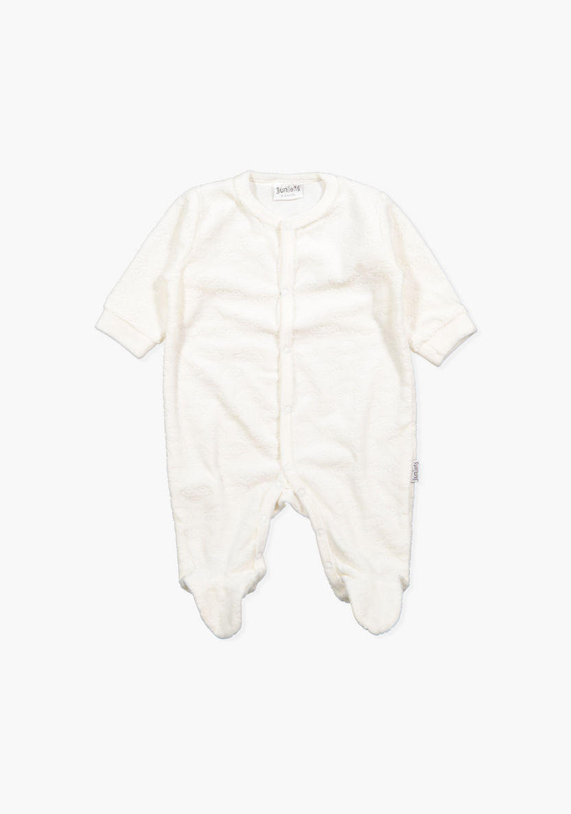 Juniors Textured Closed Feet Sleepsuit with Button Closure-Sleepsuits-image-0