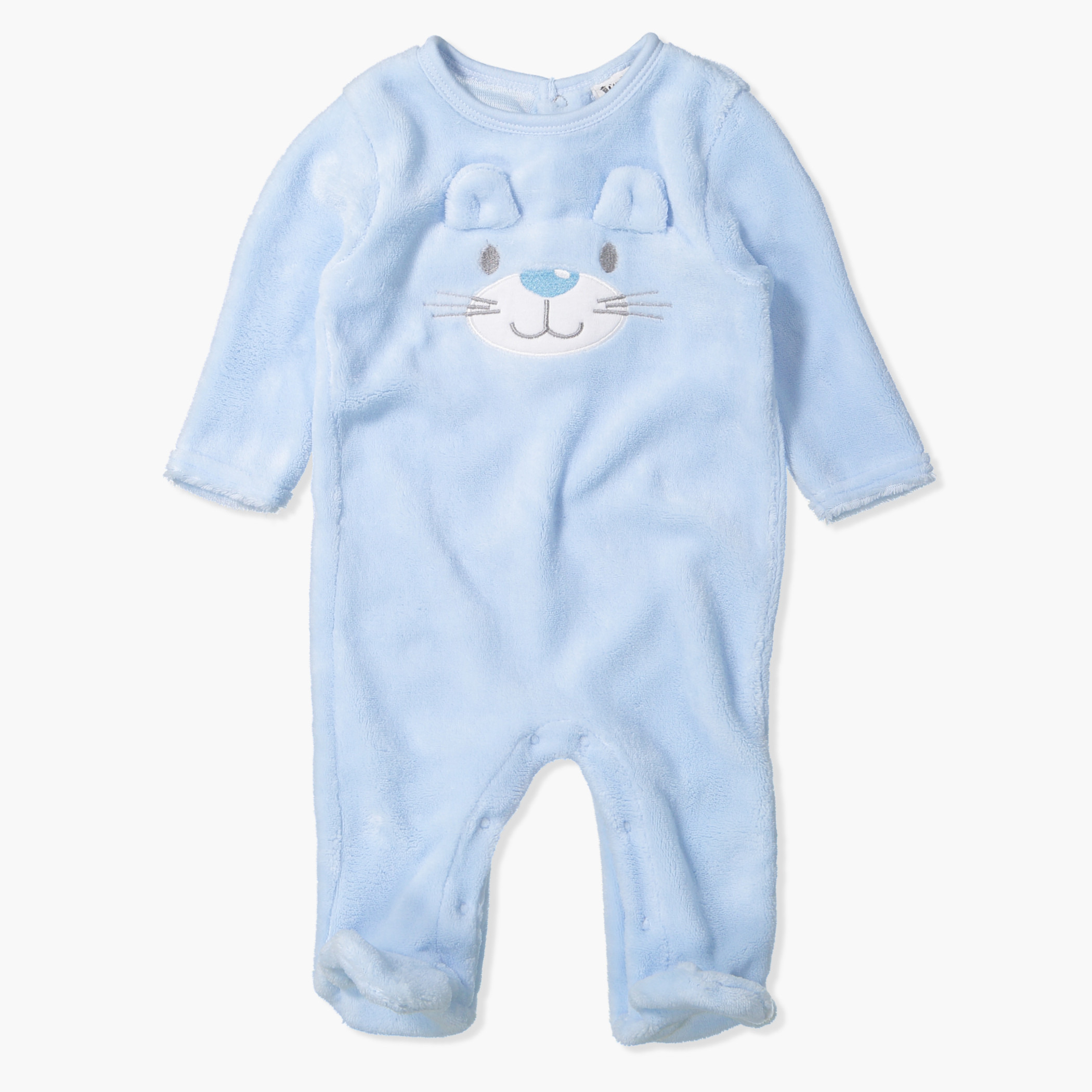Juniors Embroidered Closed Feet Sleepsuit with Button Closure-baby-boys-clothing-nightwear-sleepsuits-image-1