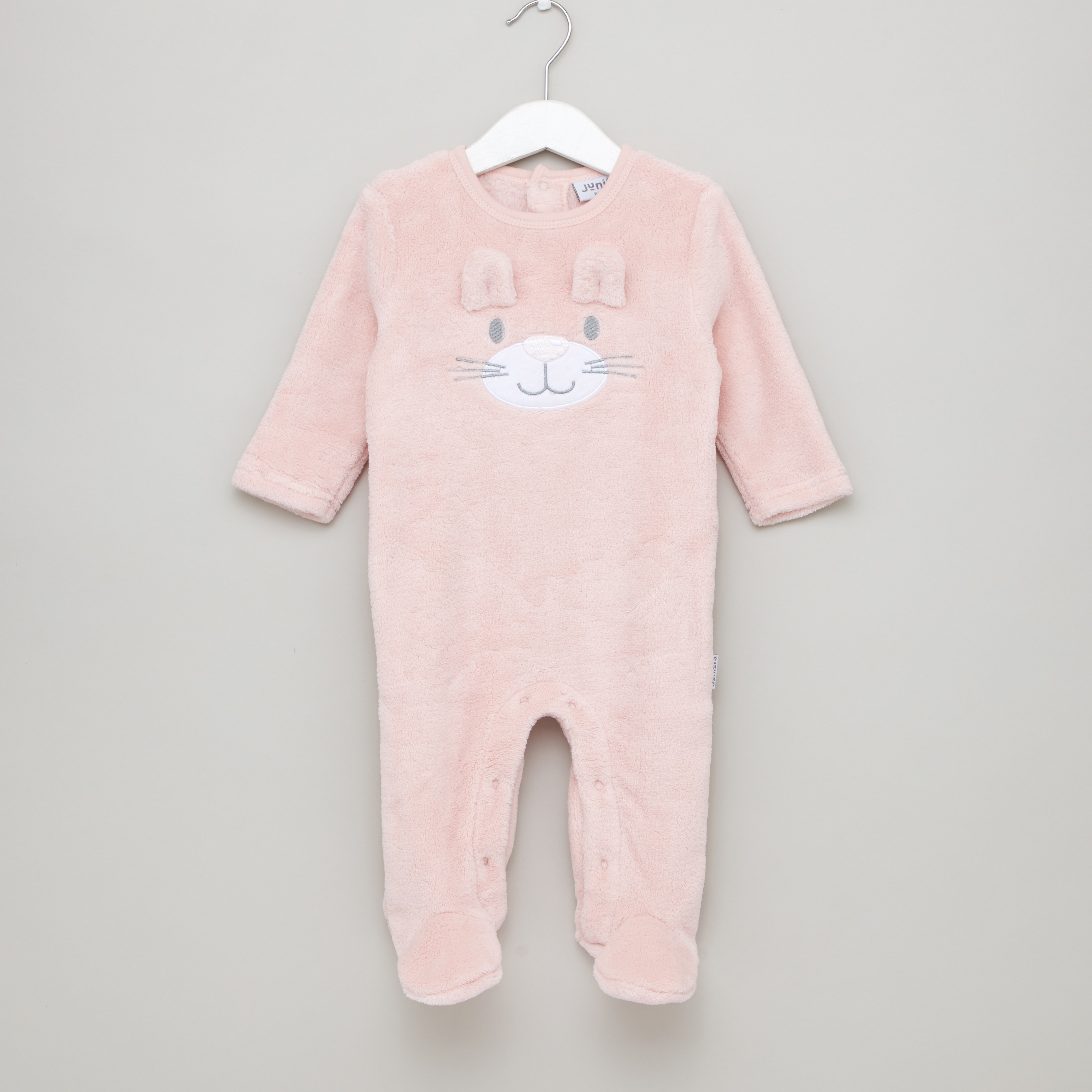 Juniors Textured Closed Feet Sleepsuit with Long Sleeves-baby-girls-clothing-nightwear-sleepsuits-image-1