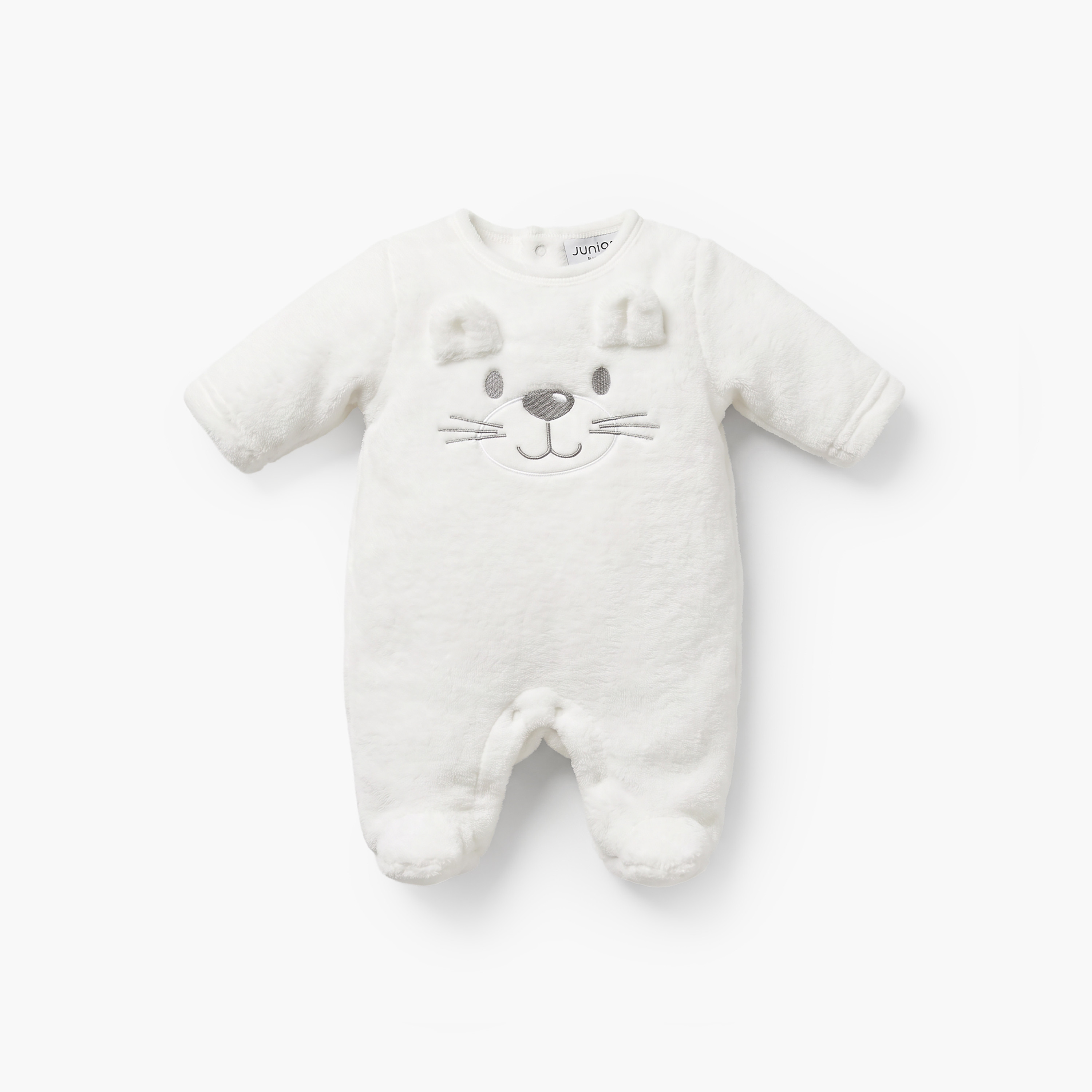 طقم نوم بأقدام مغلقة وتفاصيل قطيفة من جونيورز-baby-boys-clothing-nightwear-sleepsuits-image-2