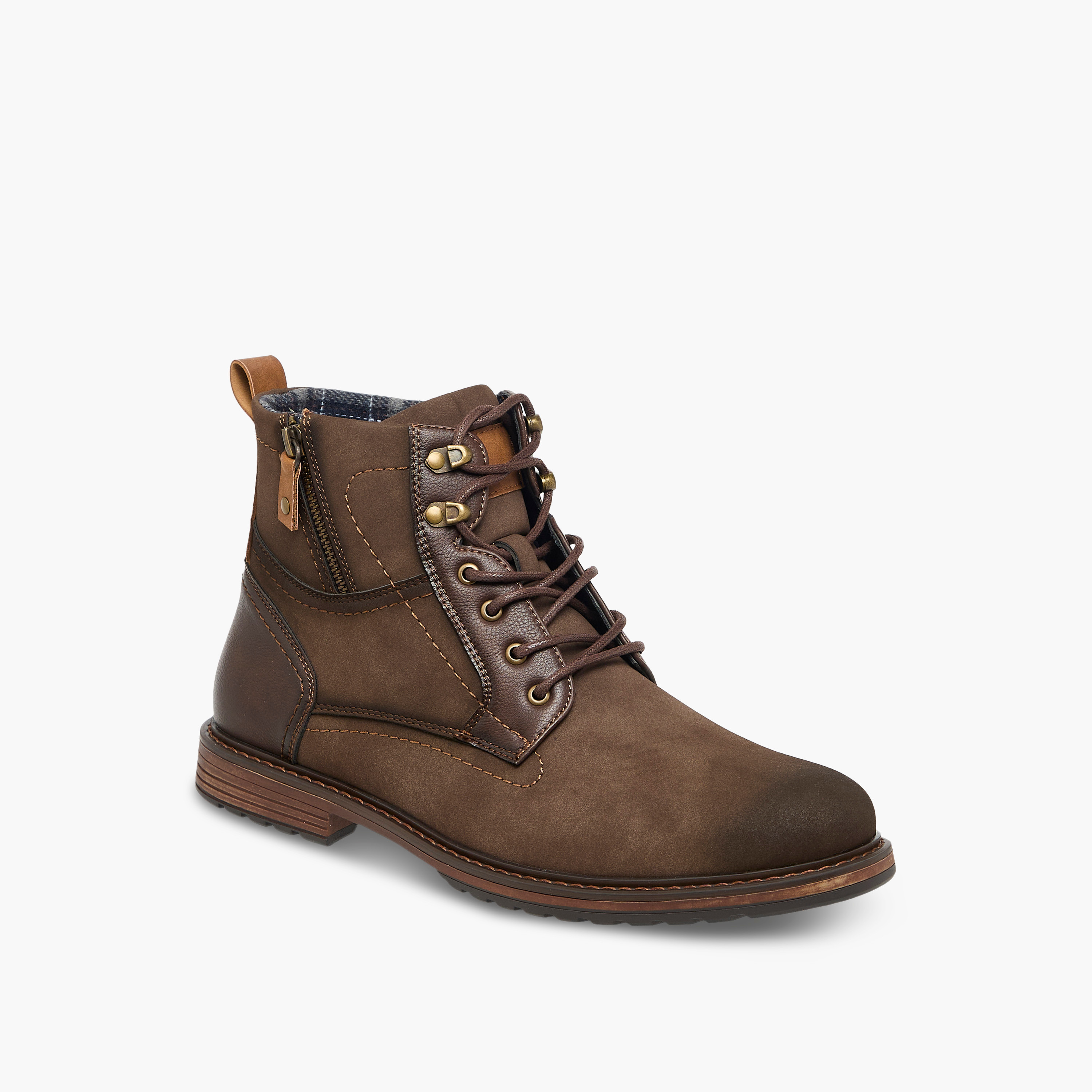 LBL by Shoexpress Panelled Ankle Boots with Zip Closure-men-shoes-boots-image-2