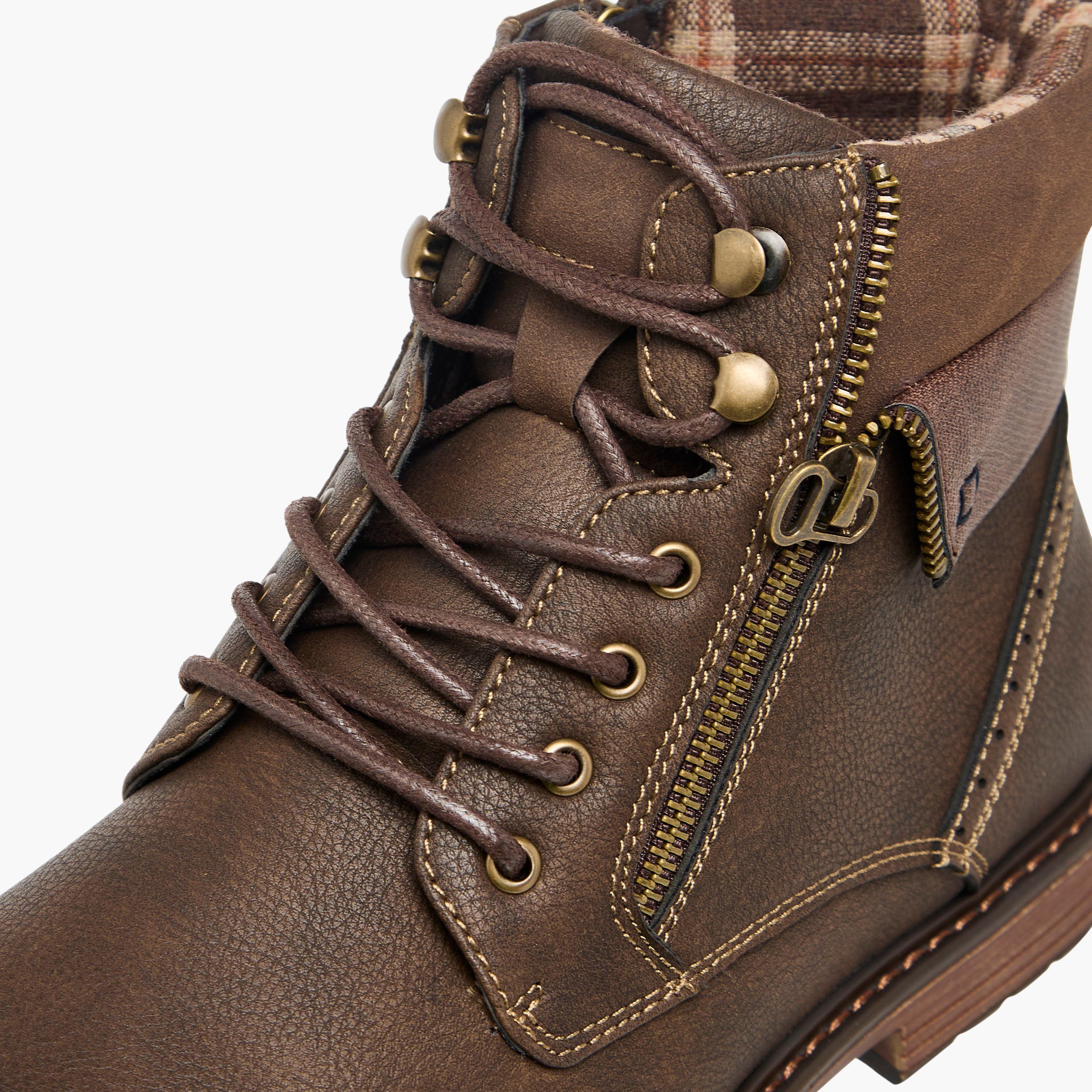 LBL by Shoexpress Panelled Ankle Boots with Zip Closure-men-shoes-boots-image-4