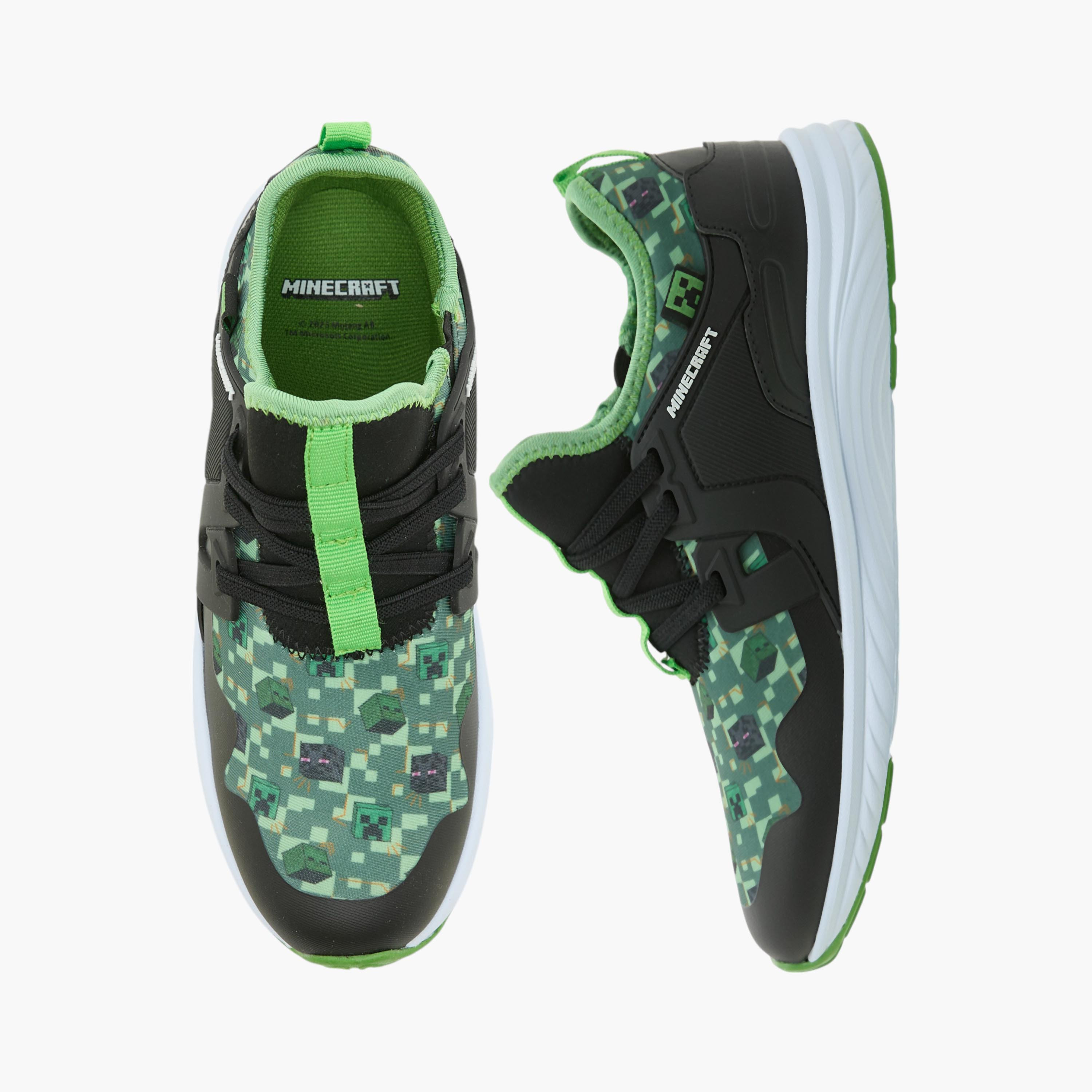 Minecraft Printed Slip-On Sneakers with Lace Detail-boys-shoes-sneakers-image-1