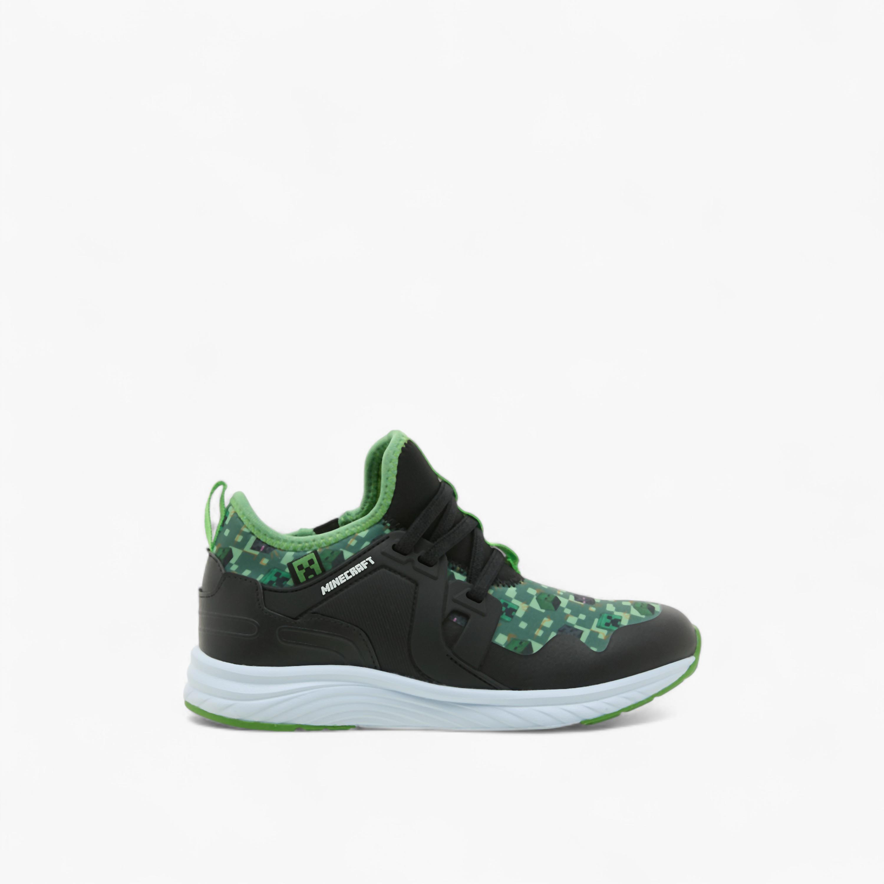Minecraft Printed Slip-On Sneakers with Lace Detail-boys-shoes-sneakers-image-3