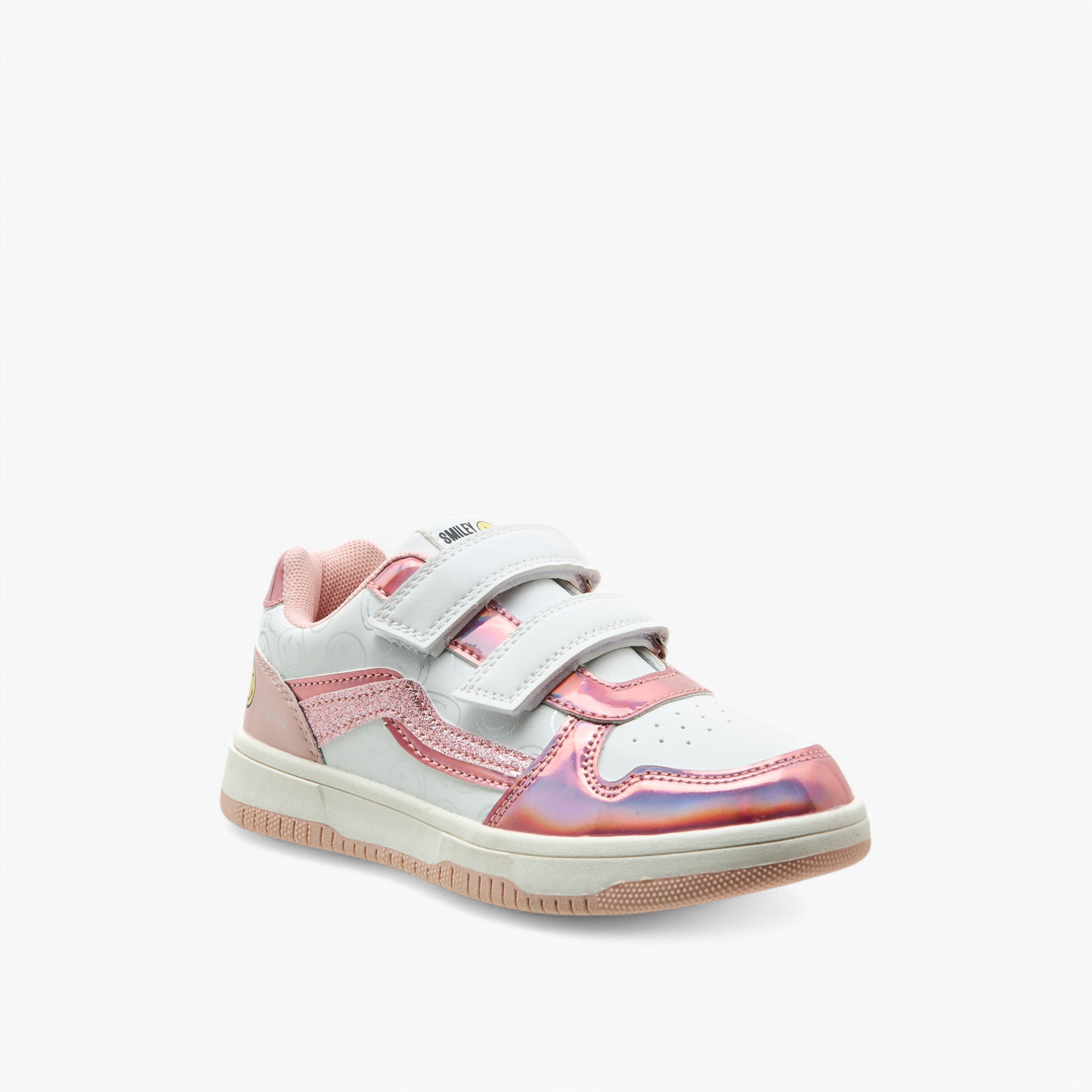 حذاء سنيكرز بشريط إغلاق لاصق وطبعات سمايلي وورلد-girls-shoes-sneakers-image-2