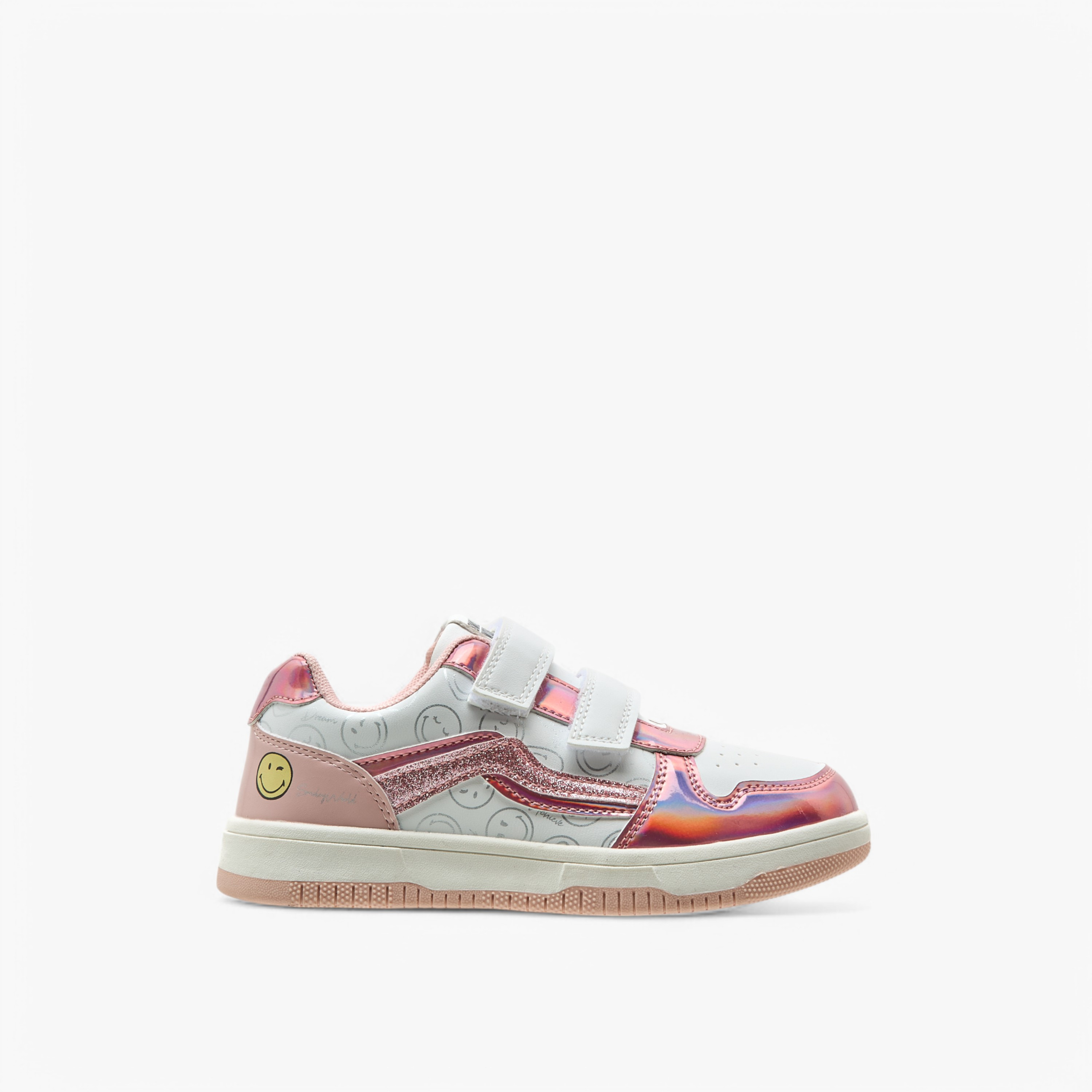 حذاء سنيكرز بشريط إغلاق لاصق وطبعات سمايلي وورلد-girls-shoes-sneakers-image-3