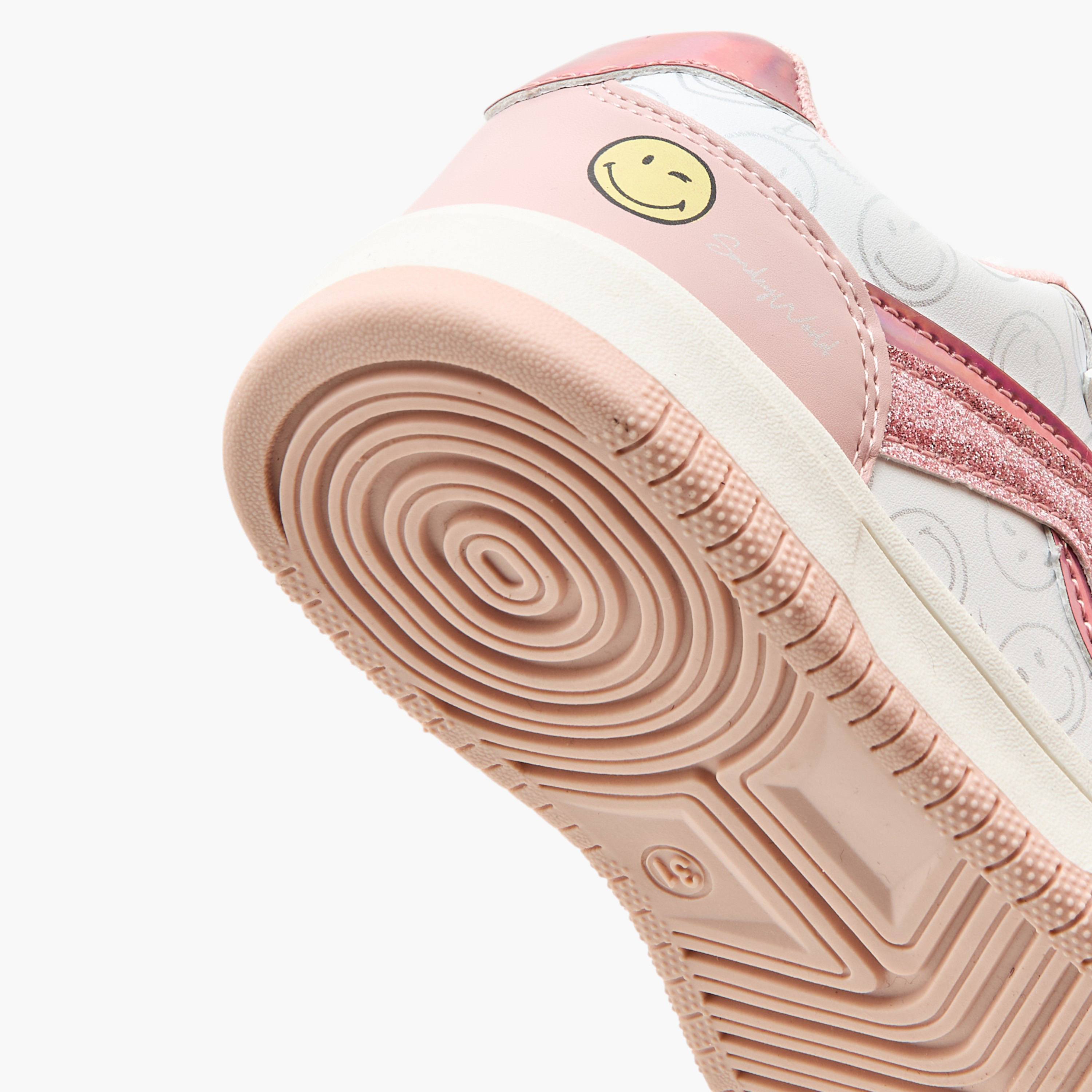 حذاء سنيكرز بشريط إغلاق لاصق وطبعات سمايلي وورلد-girls-shoes-sneakers-image-5