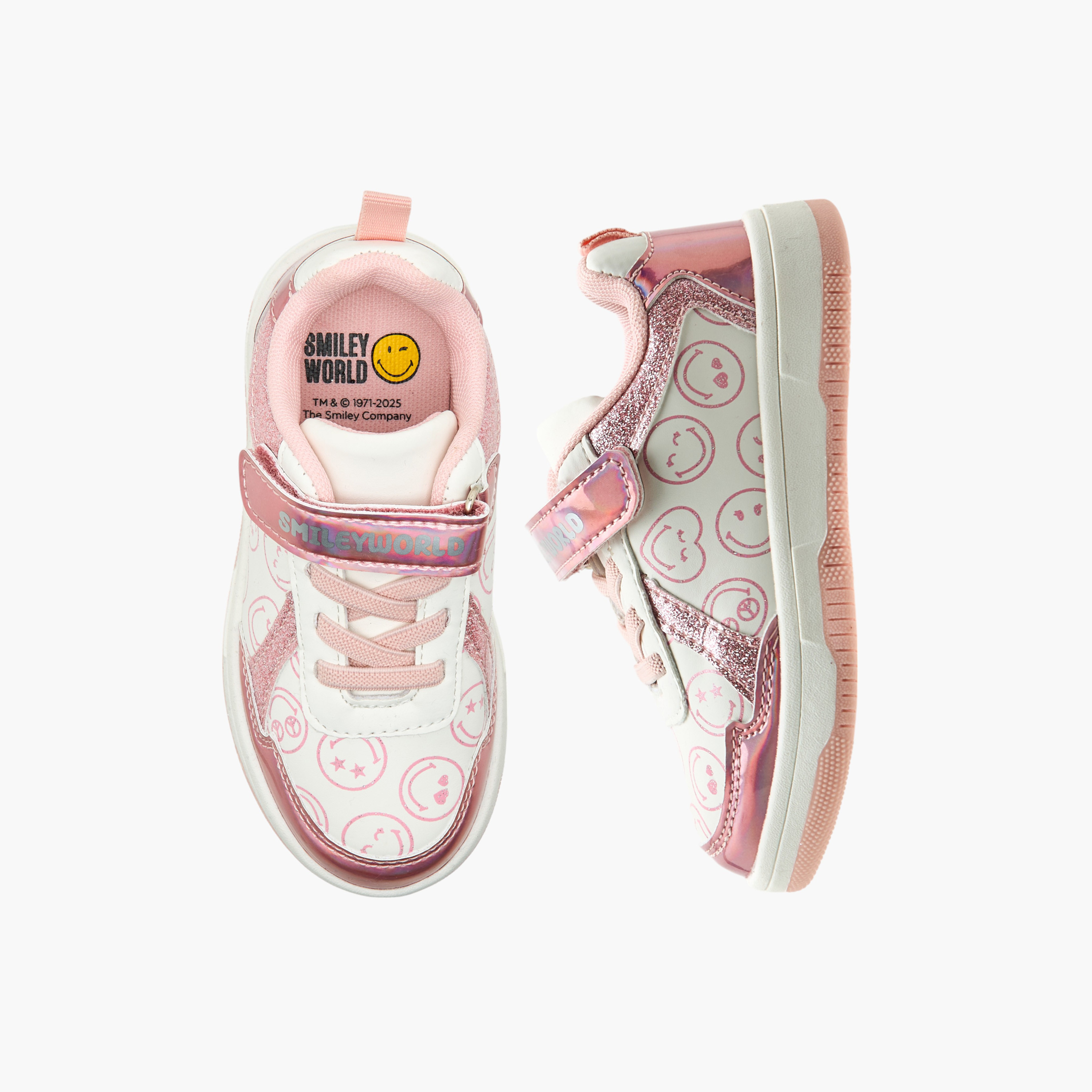 SmileyWorld Logo Print Sneakers with Hook and Loop Closure-girls-shoes-sneakers-image-1