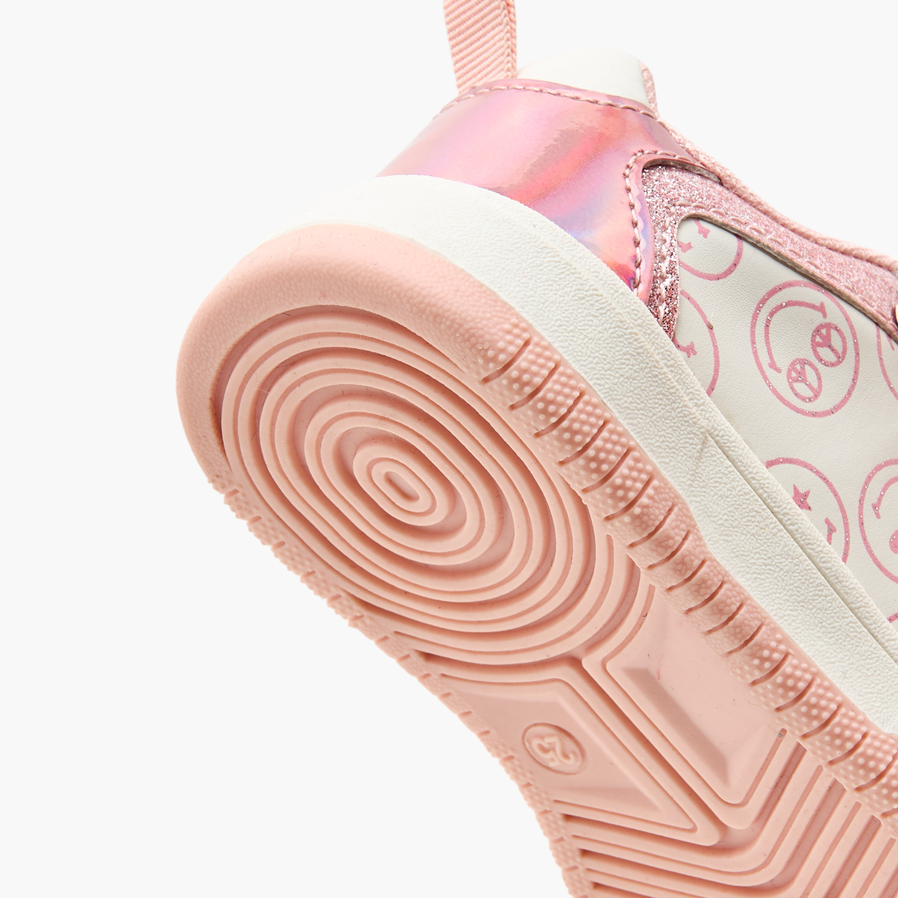 SmileyWorld Logo Print Sneakers with Hook and Loop Closure-girls-shoes-sneakers-image-5