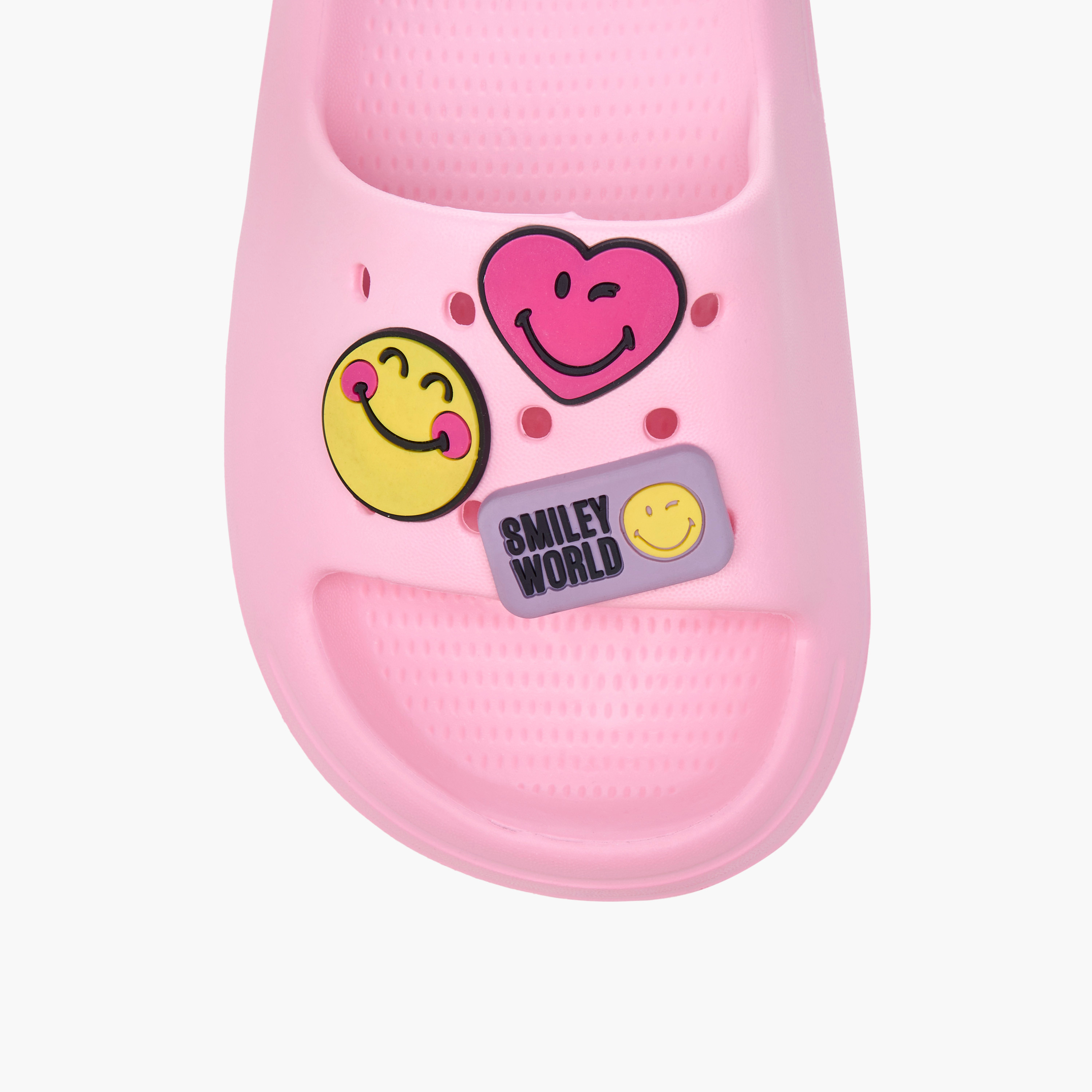 شبشب سهل الارتداء بتزيينات سمايلي وورلد-girls-shoes-flipflopsandslides-image-3