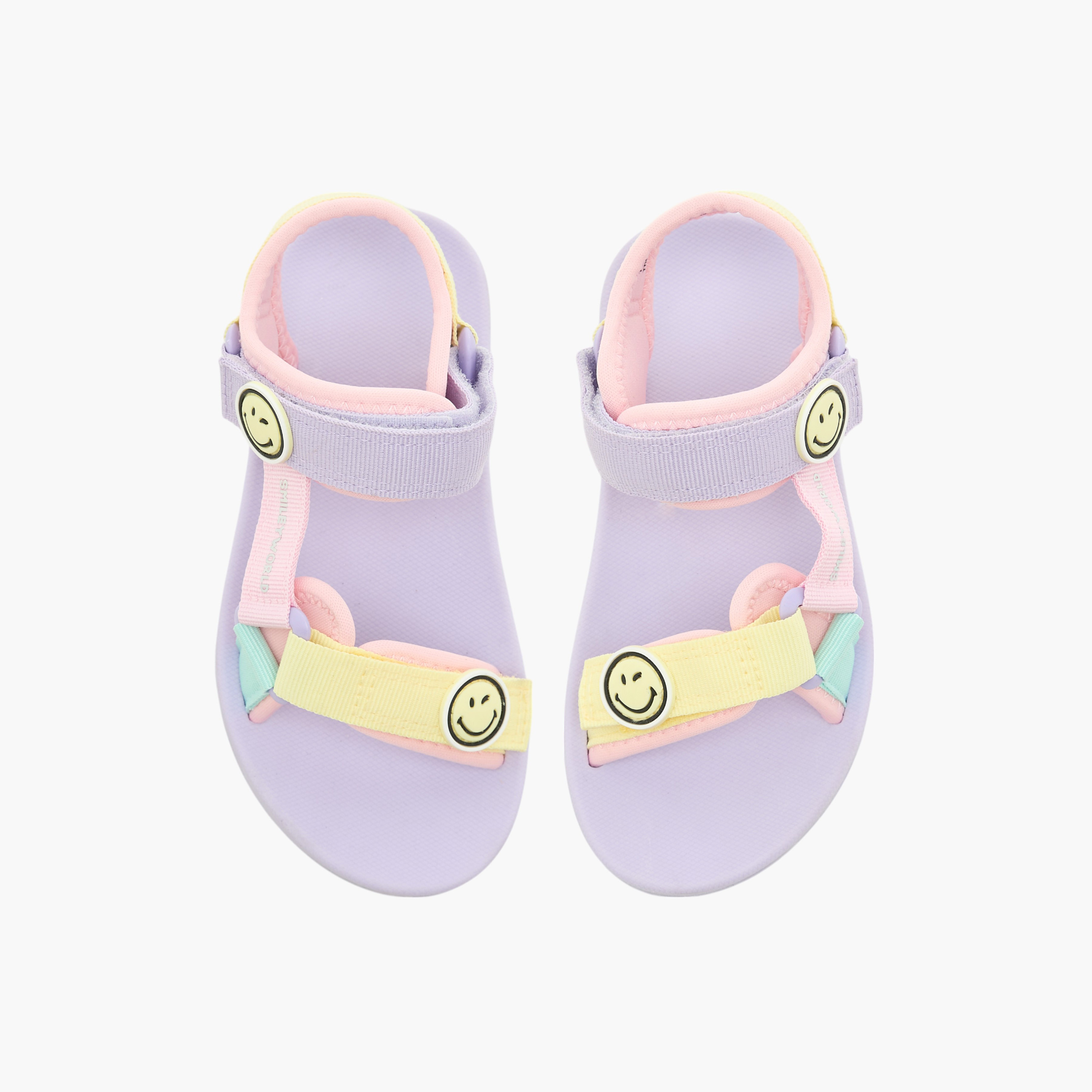 Smiley Accent Detail Sandals with Hook and Loop Closure-girls-shoes-sandals-image-1
