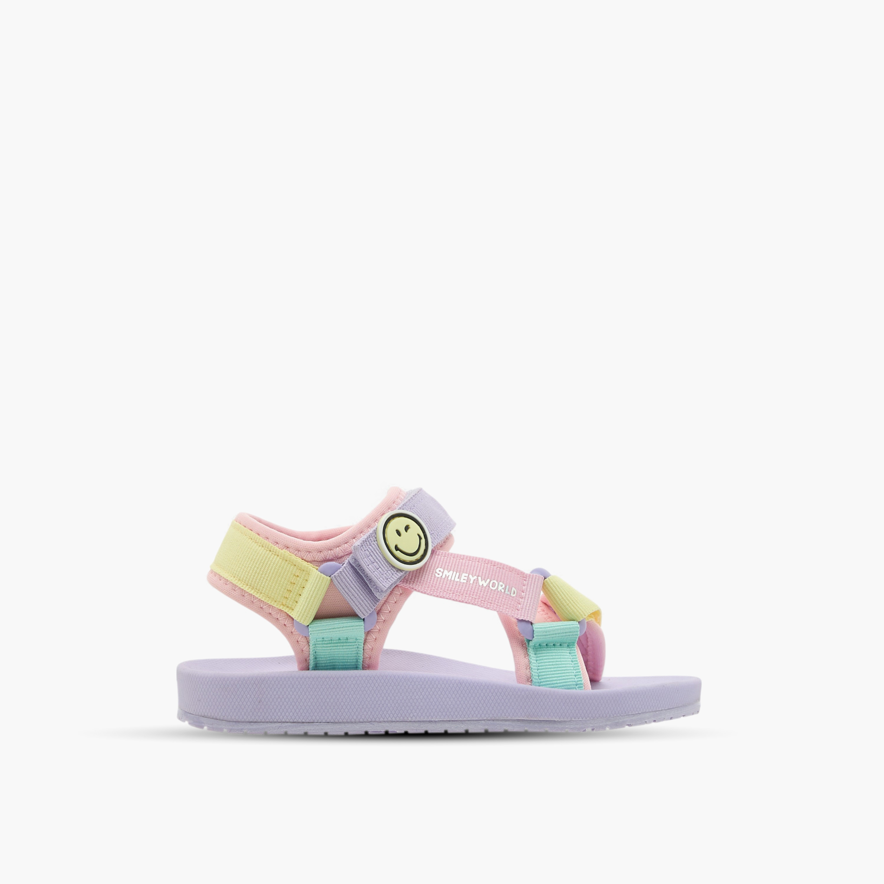 Smiley Accent Detail Sandals with Hook and Loop Closure-girls-shoes-sandals-image-2