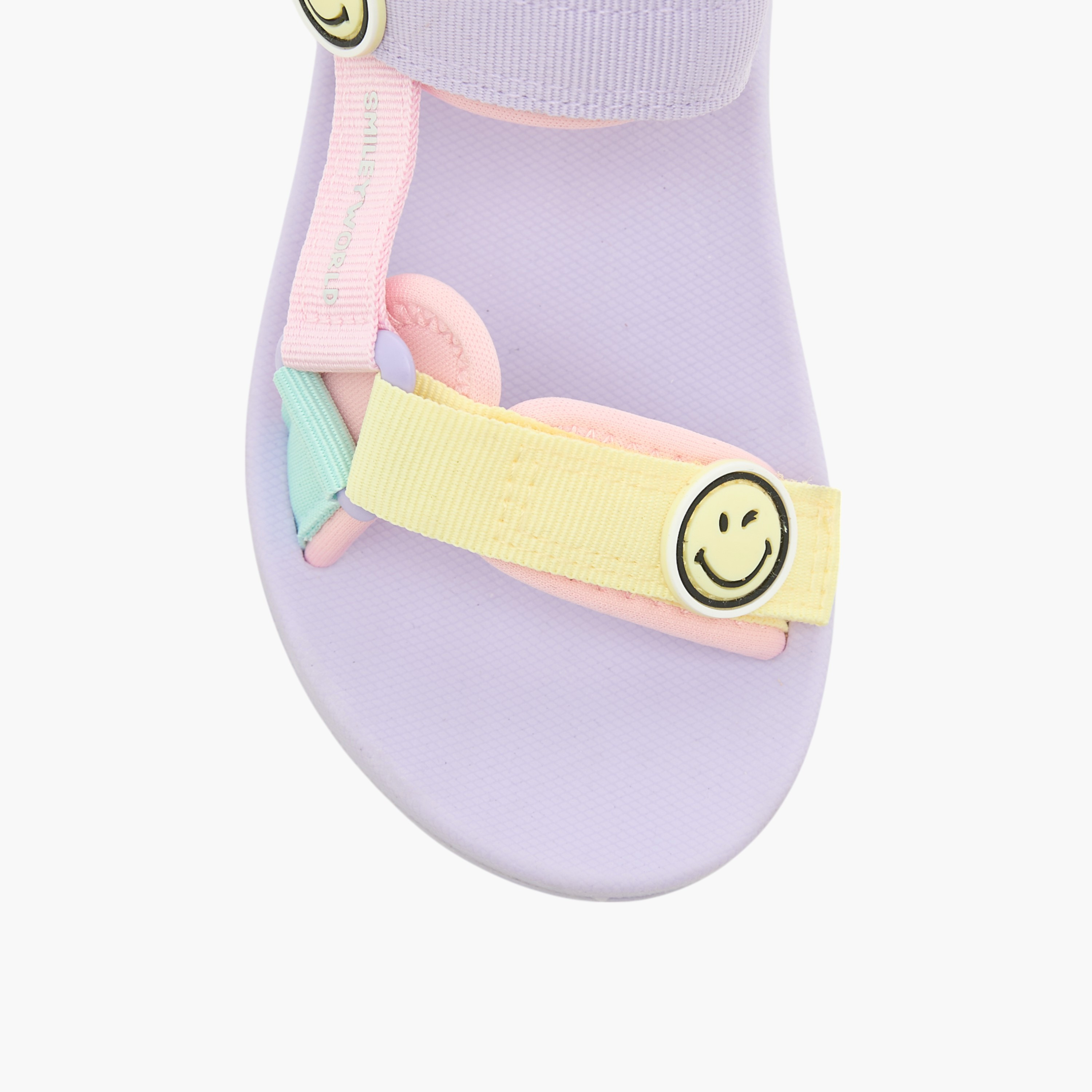 Smiley Accent Detail Sandals with Hook and Loop Closure-girls-shoes-sandals-image-3