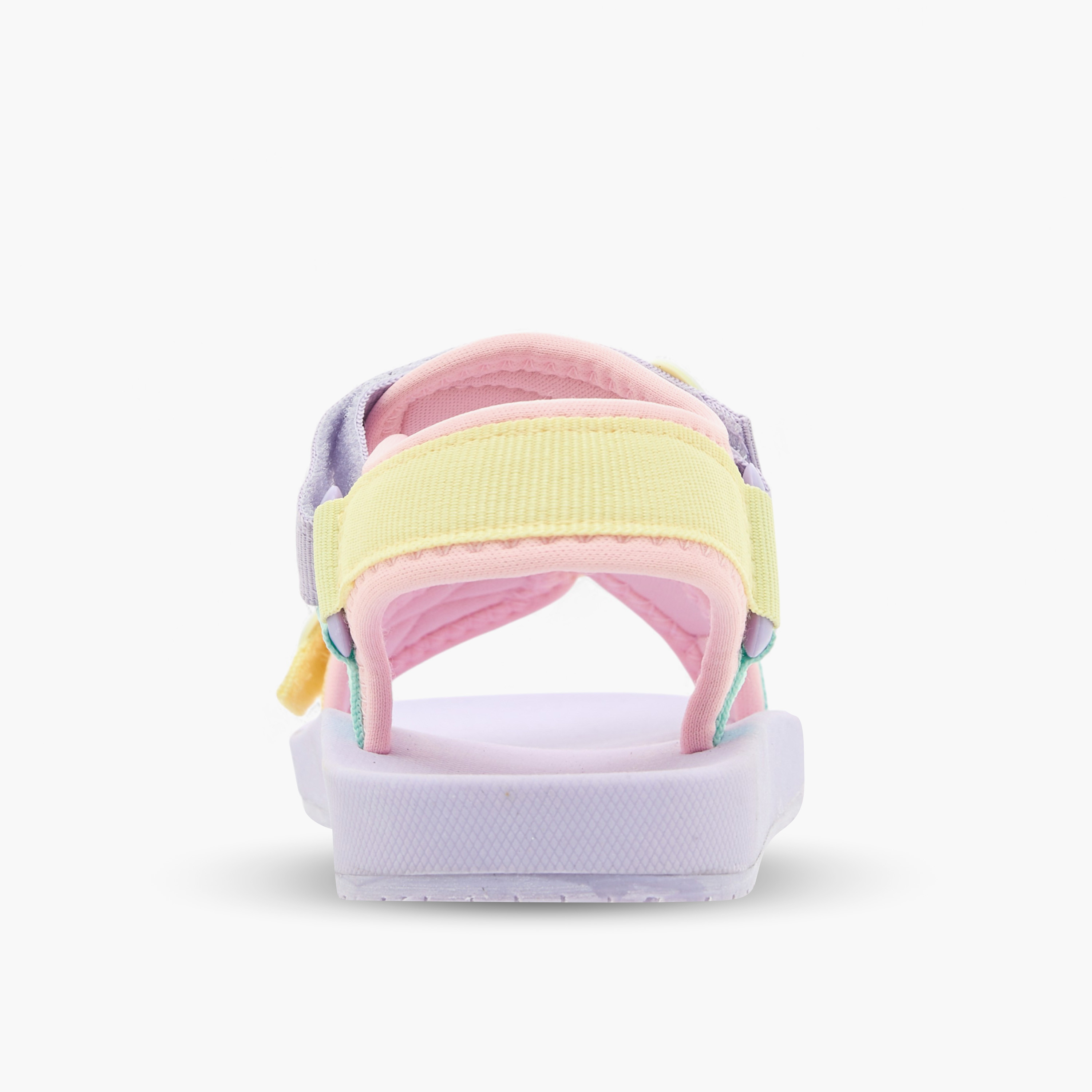 Smiley Accent Detail Sandals with Hook and Loop Closure-girls-shoes-sandals-image-4