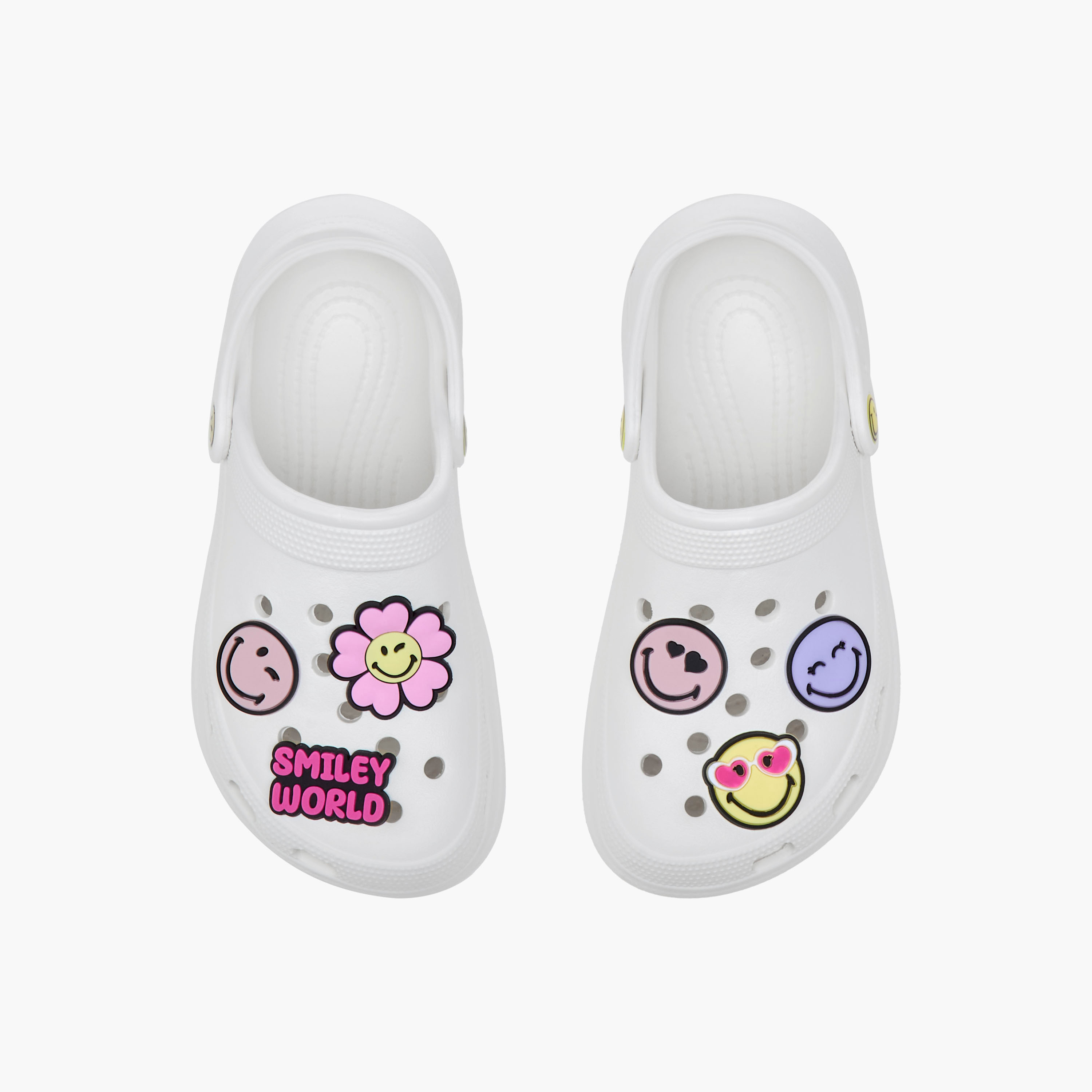 صندل بكعب سميك بزخارف سمايلي ورلد وحزام خلفي-girls-shoes-flipflopsandslides-image-1