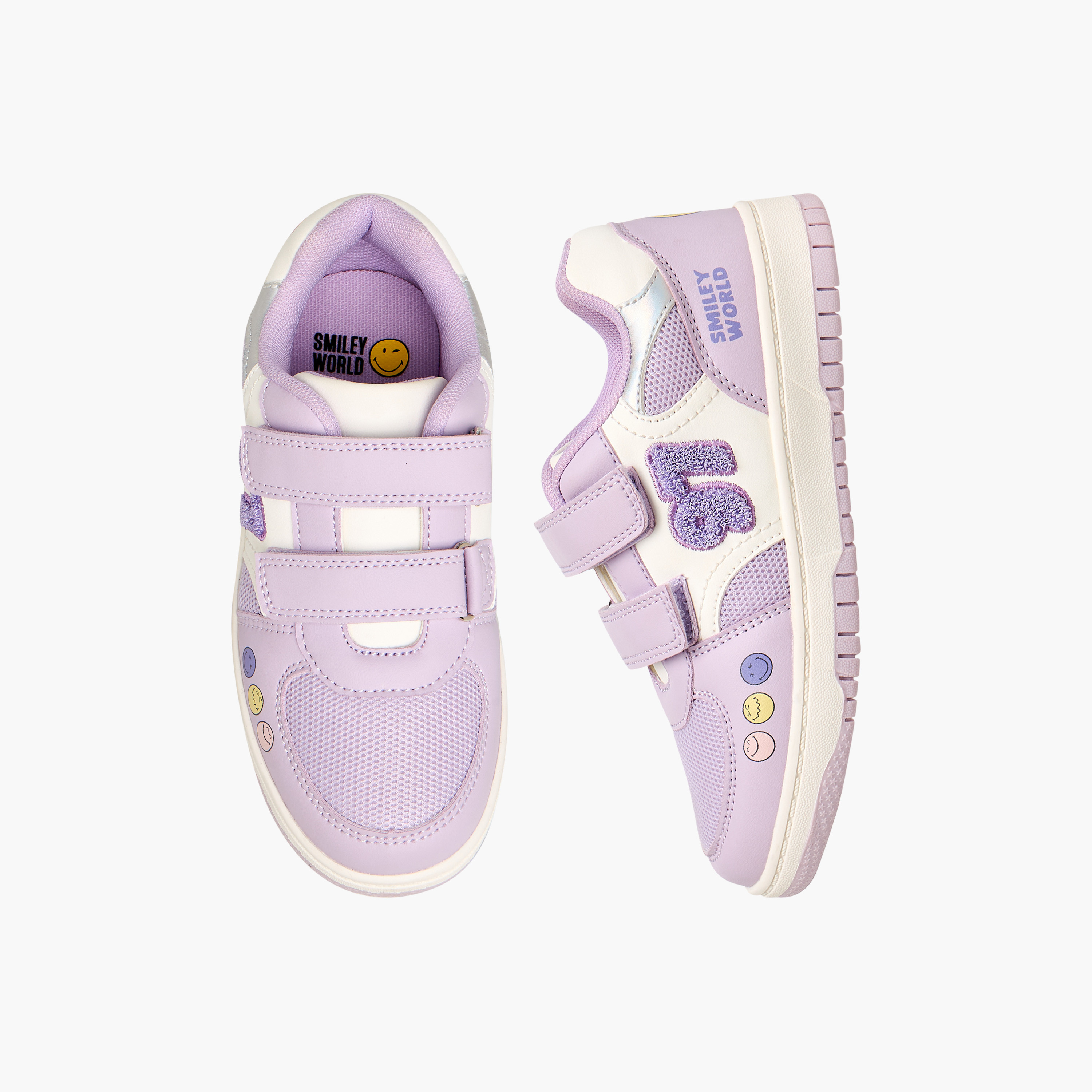 Smiley Girls Hook & Loop Sneakers-girls-shoes-sneakers-image-1