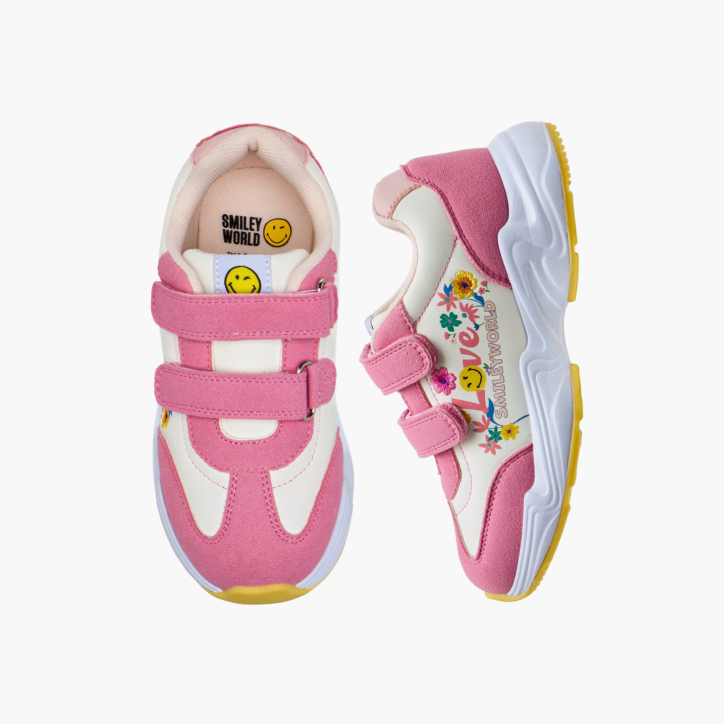 Smiley Girls Hook and Loop Ankle Sneakers-girls-shoes-sneakers-image-1