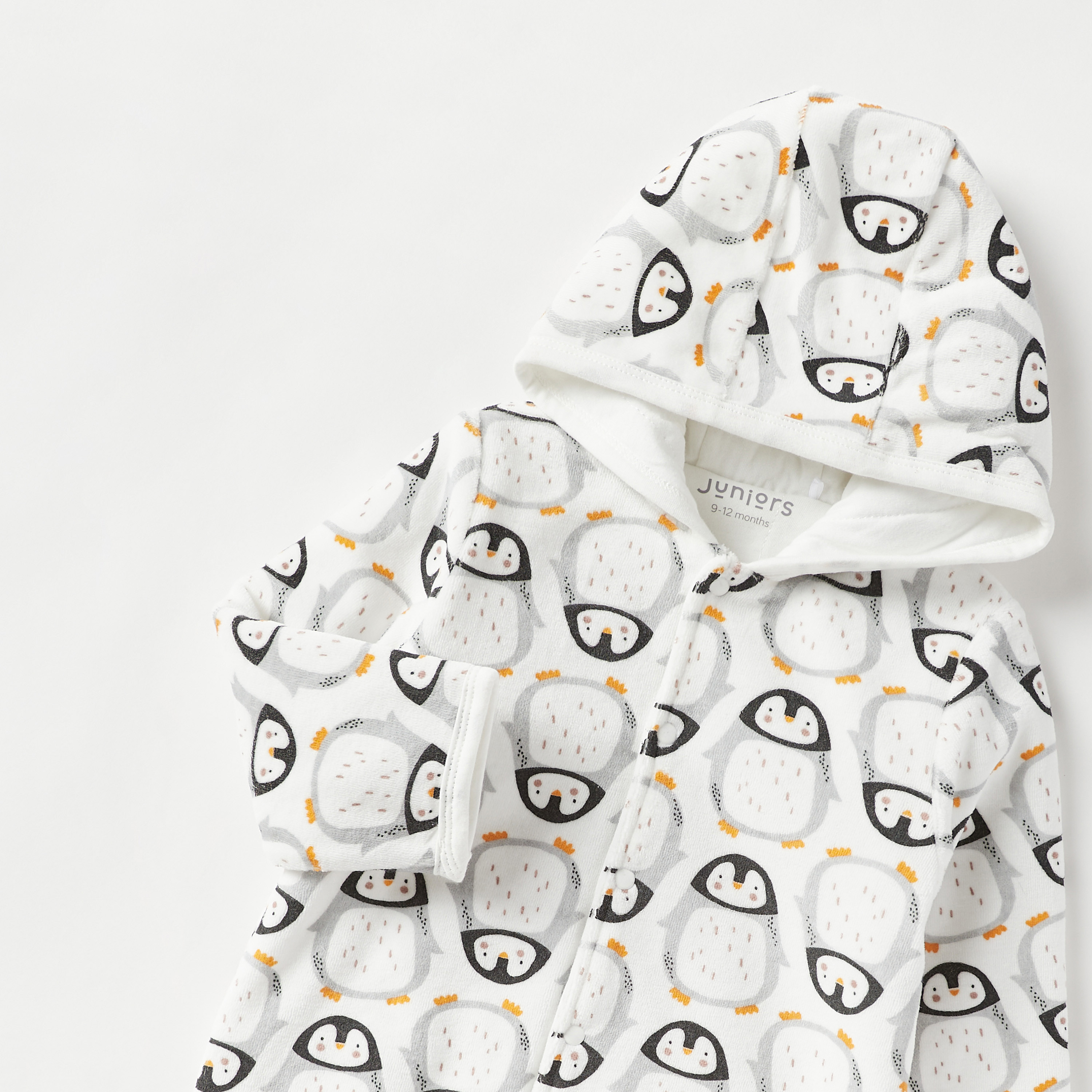 Juniors All-Over Penguin Print Closed Feet Sleepsuit with Hood-baby-boys-clothing-nightwear-sleepsuits-image-3