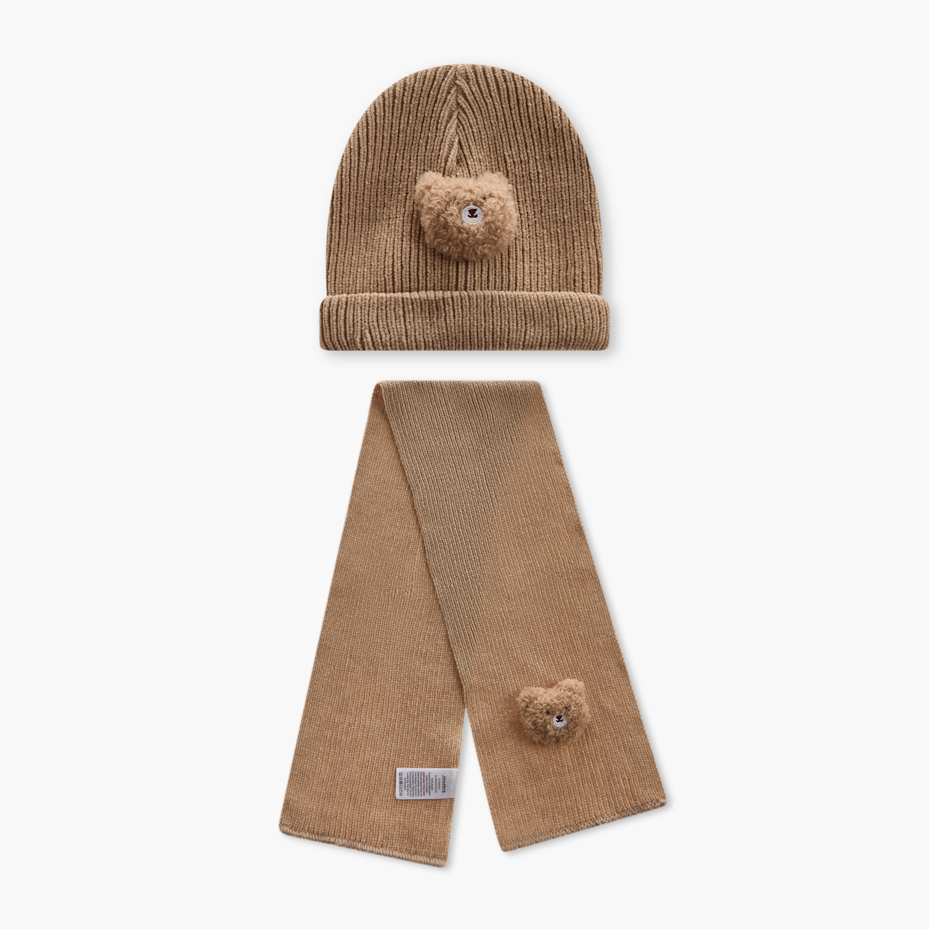 Juniors Bunny Applique Beanie Cap with Scarf-baby-girls-accessories-caps-image-1