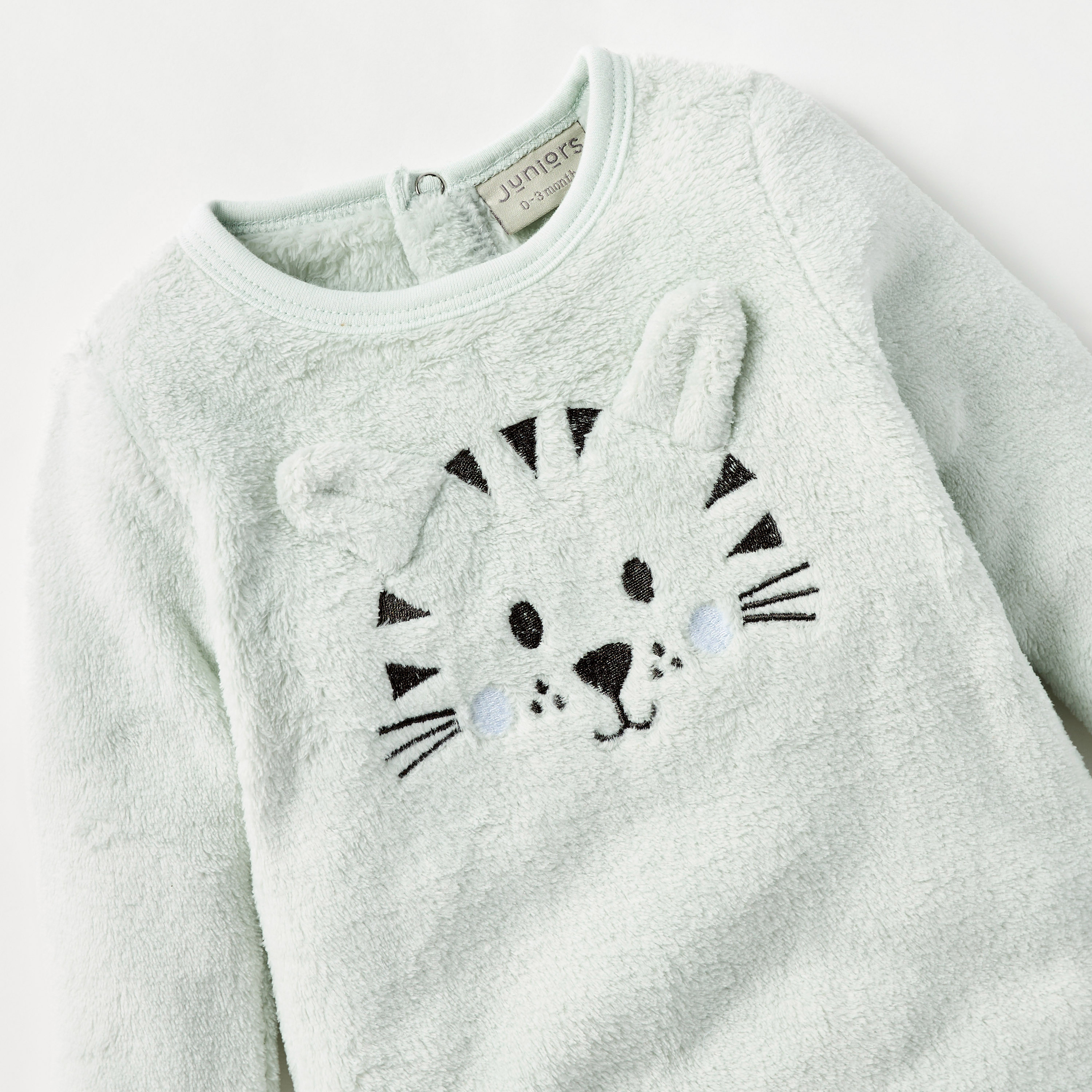 بدلة نوم قطن بأكمام طويلة وزخارف وجه نمر من جونيورز-baby-girls-clothing-nightwear-sleepsuits-image-3