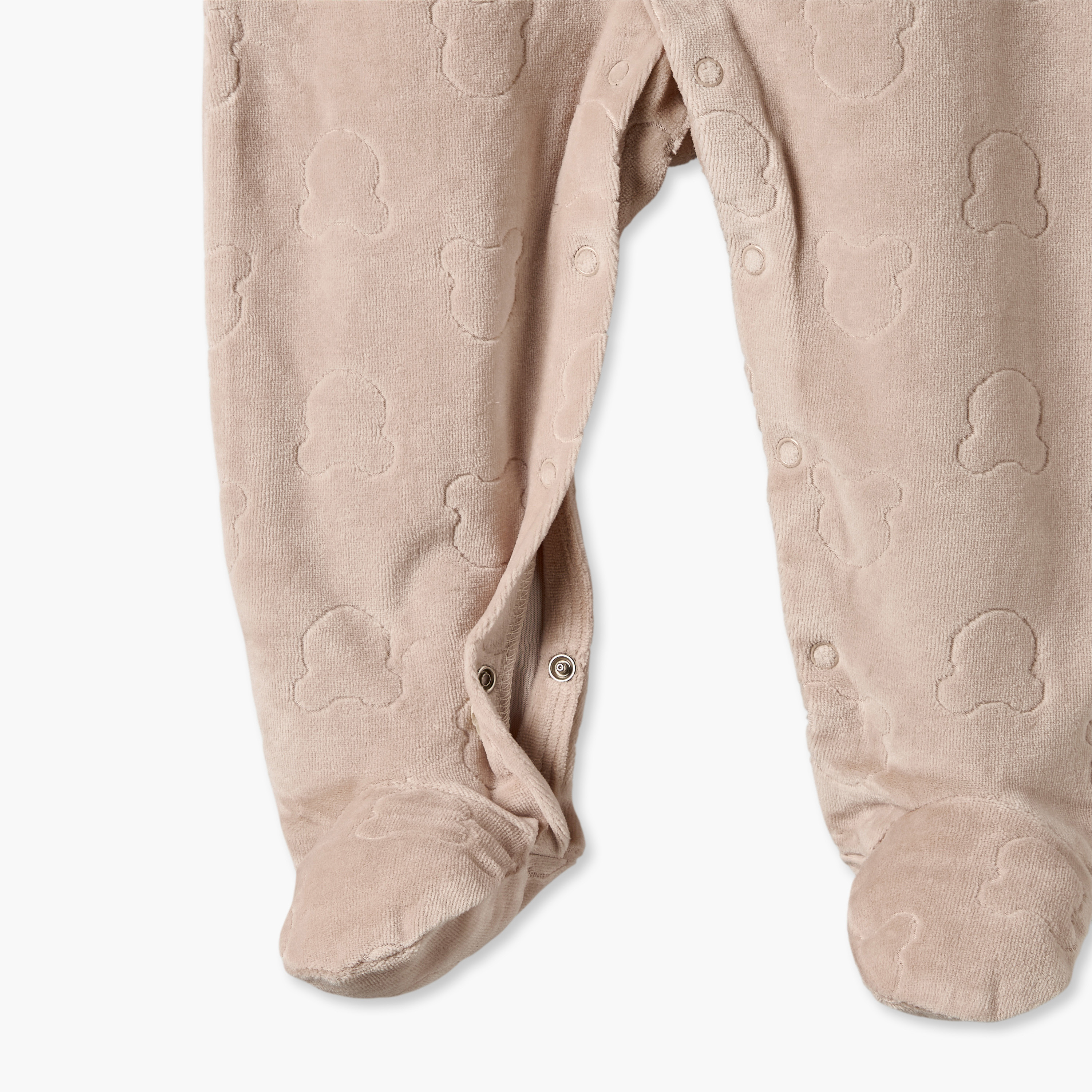 Juniors Velour Crew Neck Long Sleeves Sleepsuit with Bear Texture-baby-girls-clothing-nightwear-sleepsuits-image-5