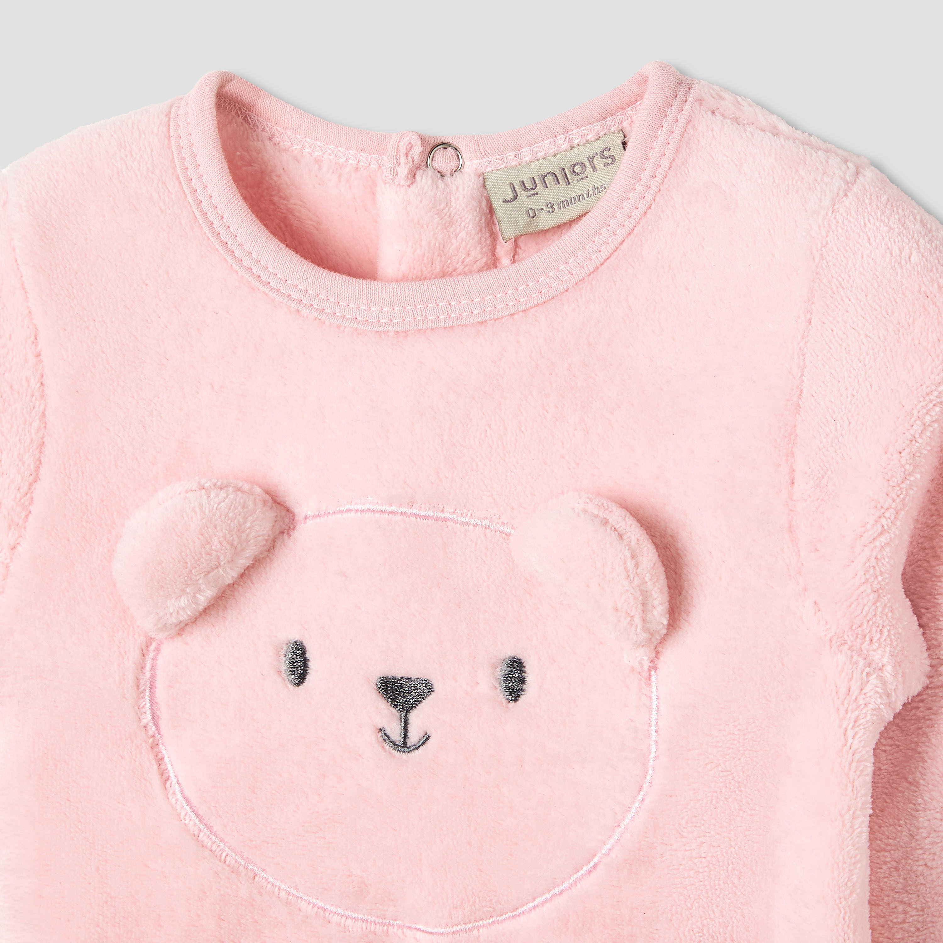 Juniors Round Neck Sleepsuit with Closed Feet - Polyester - Long Sleeves-baby-girls-clothing-nightwear-sleepsuits-image-3