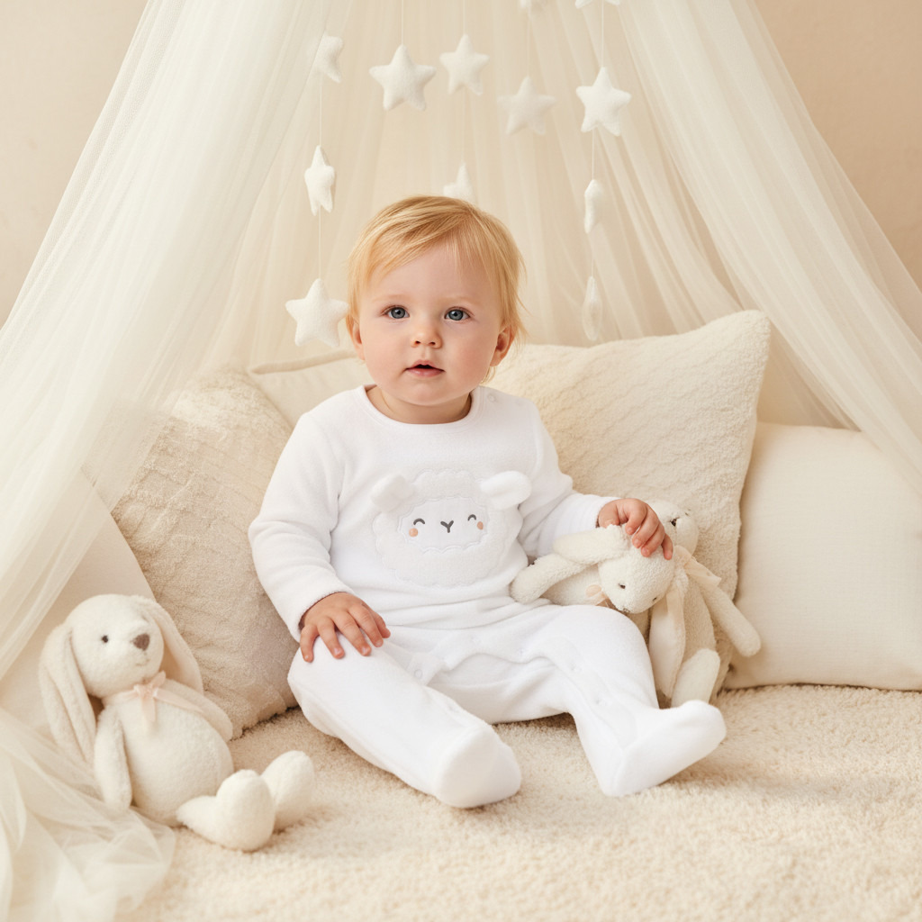 Juniors Sheep Face Applique Sleepsuit with Long Sleeves and Button Closure-baby-girls-clothing-nightwear-sleepsuits-image-5