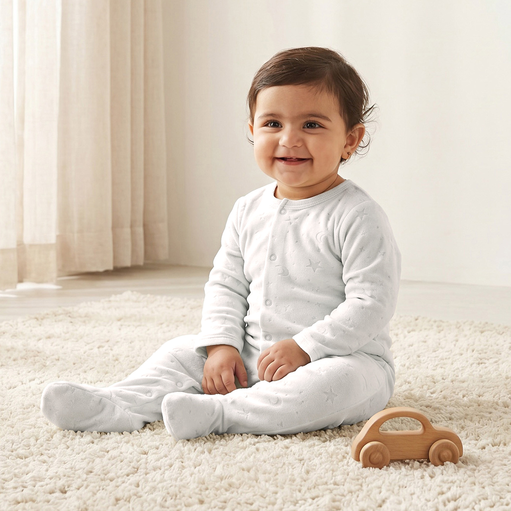 Juniors Embossed Star Sleepsuit with Long Sleeves-baby-boys-clothing-winterwear-sleepsuits-image-1