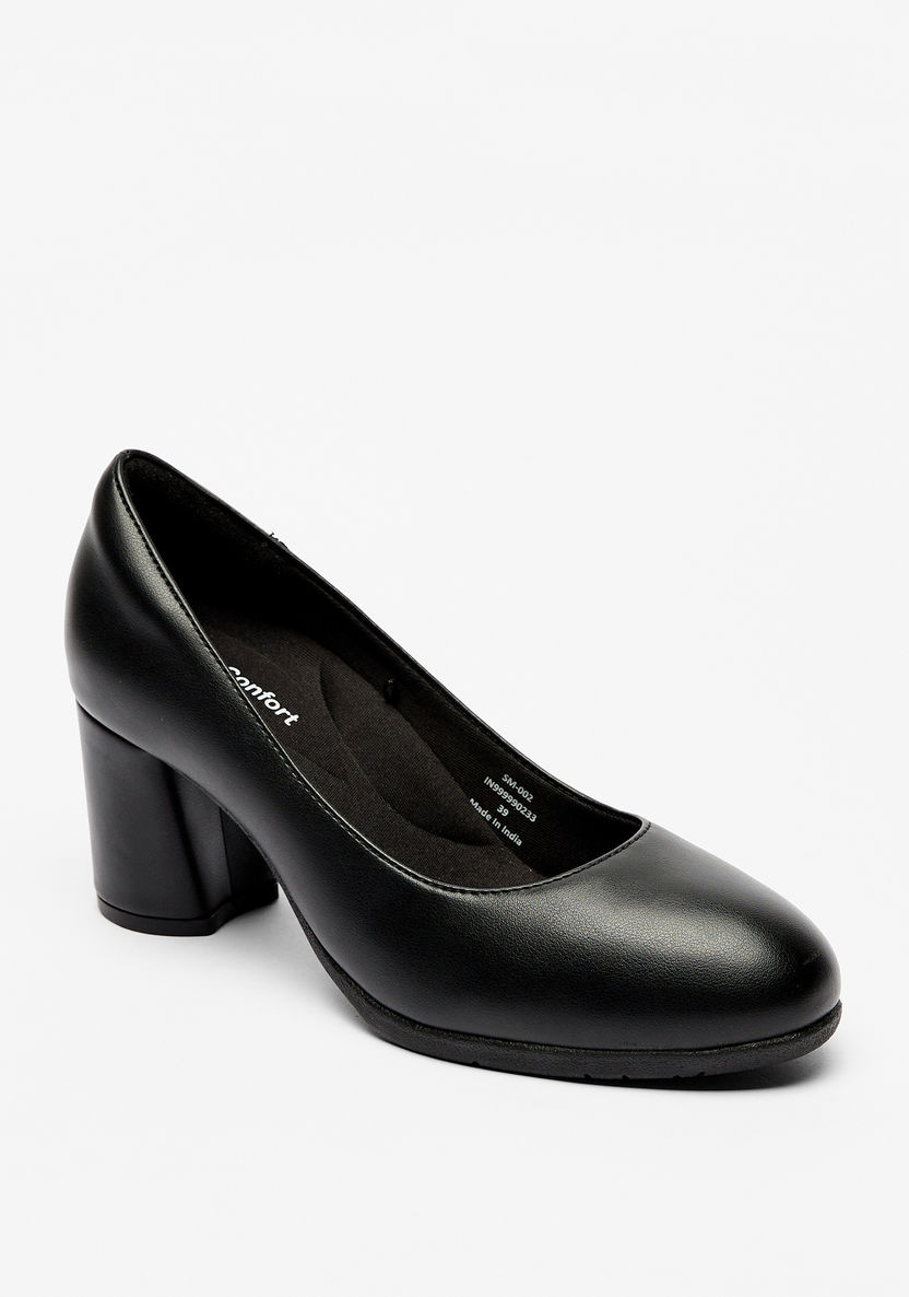 Le Confort Solid Pumps with Block Heels-Women%27s Heel Shoes-image-0