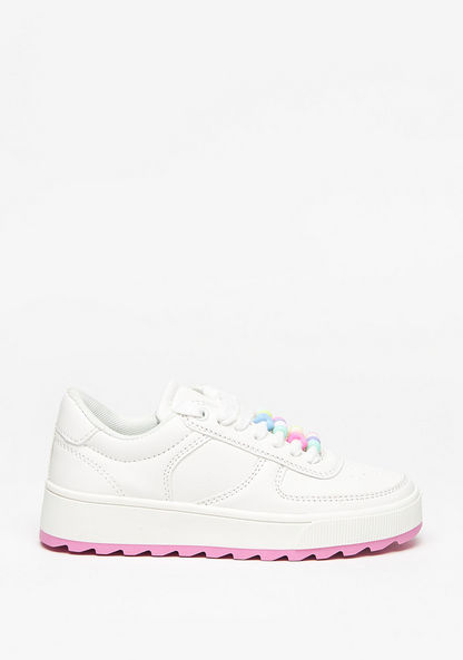 Little Missy Lace-Up Sneakers with Bead Detail-Girl%27s Sneakers-image-0