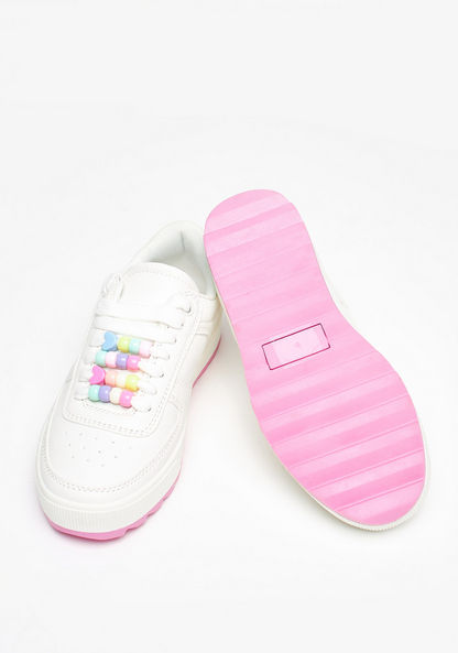 Little Missy Lace-Up Sneakers with Bead Detail-Girl%27s Sneakers-image-1
