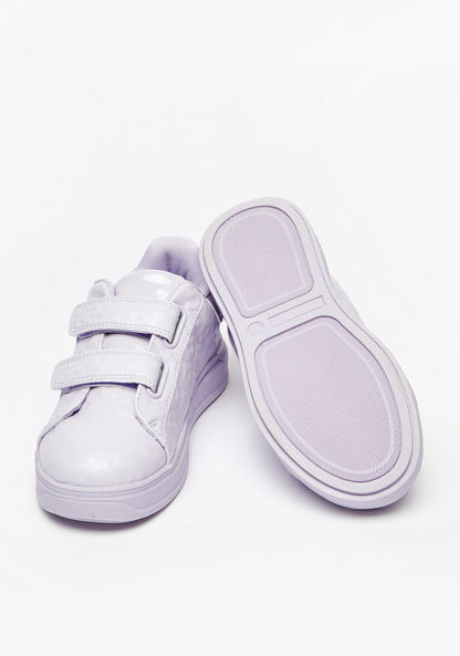 Little Missy Floral Embossed Sneakers with Hook and Loop Closure-Girl%27s Sneakers-image-2