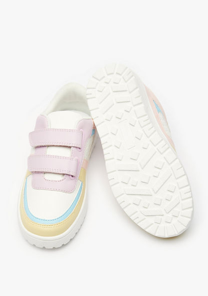 Little Missy Glitter Panel Sneakers with Hook and Loop Closure-Girl%27s Sneakers-image-1