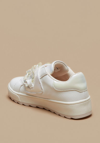 Little Missy Chain Accented Sneakers with Hook and Loop Closure-Girl%27s Sneakers-image-1