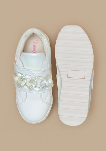 Little Missy Chain Accented Sneakers with Hook and Loop Closure-Girl%27s Sneakers-image-3