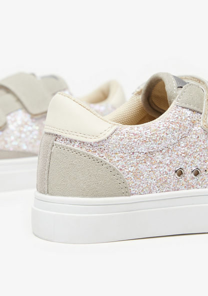 Little Missy Glittery Sneakers with Hook and Loop Closure-Girl%27s Sneakers-image-2